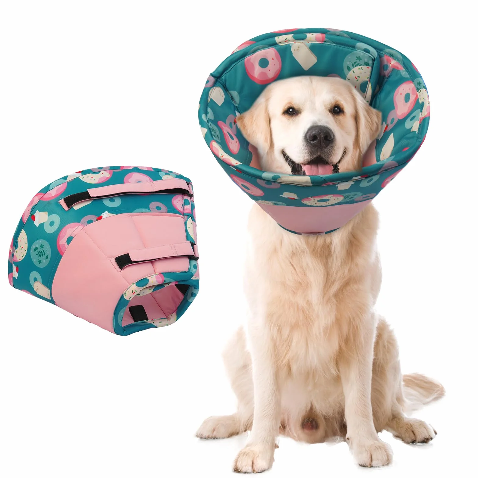 Collar Isabelino Perro, Collar Recuperación Campana Perro Suave, Cono Collarin para no Rascarse para Mascotas Recuperación de Cirugía o Heridas (Rosa XL)