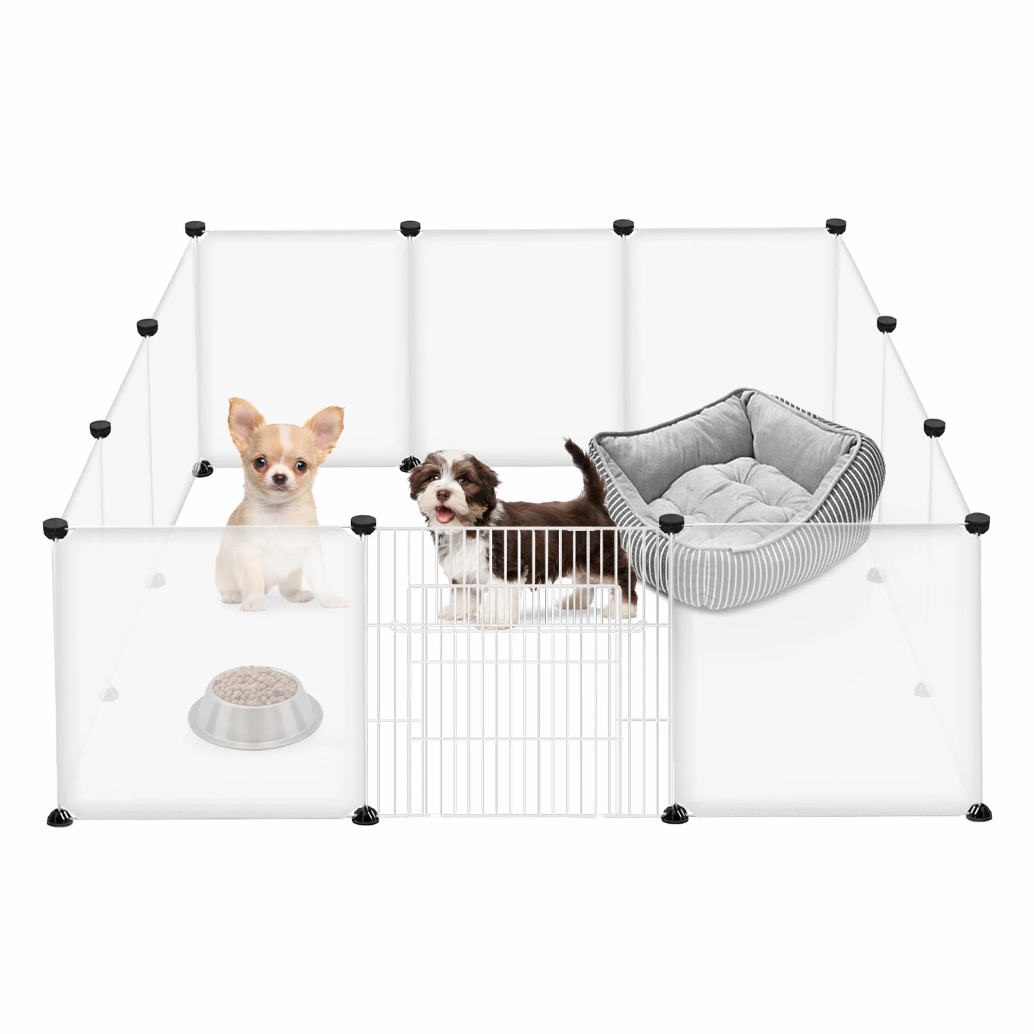 Recinto de malla metálica para animales pequeños, para conejos, cachorros, gatitos, hámsteres, cobayas, roedores, transparentes, 145 x 75 x 48 cm