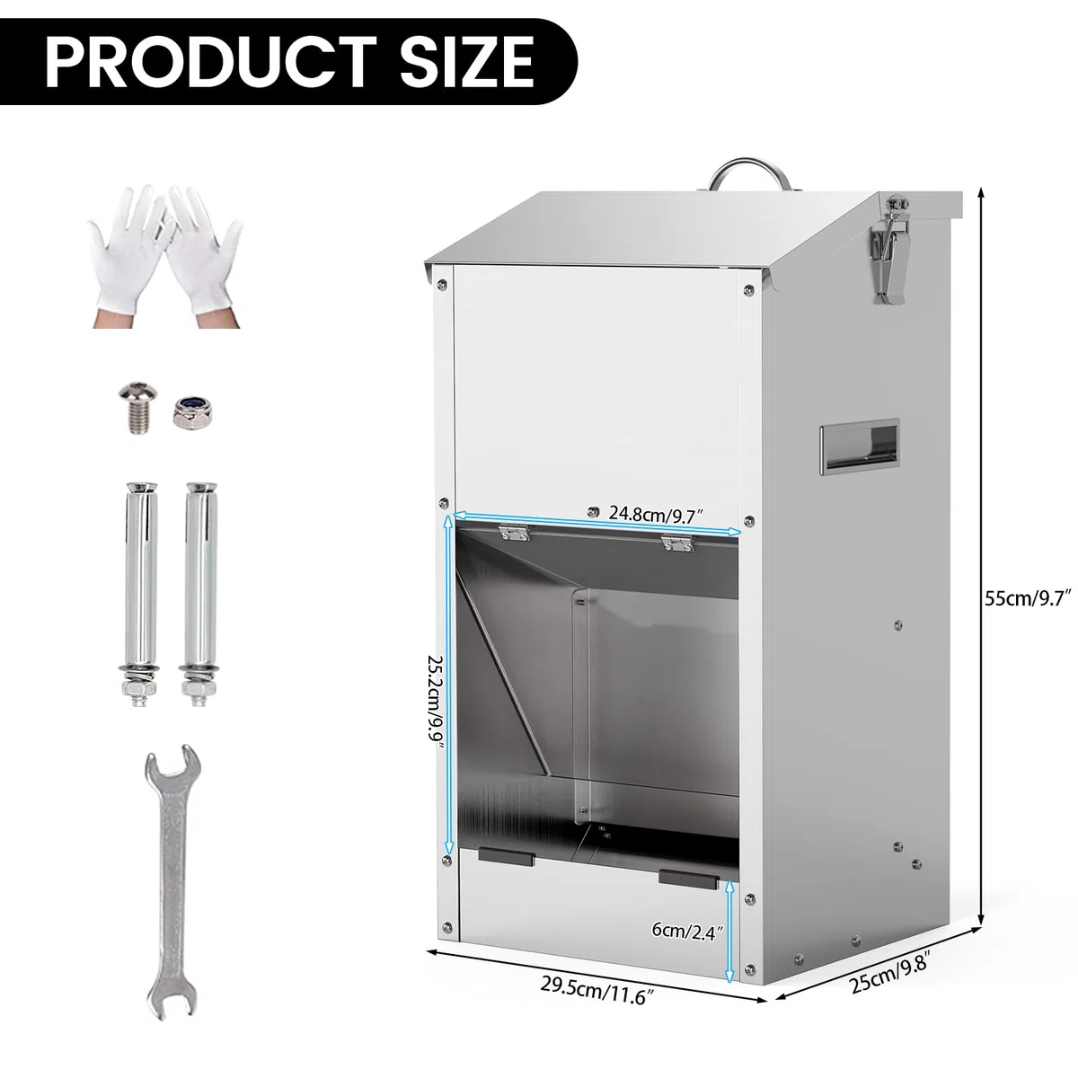 Alimentador Automático De Perros De 20L, Gran Capacidad, De Acero Inoxidable, para Exteriores, Dispensador De Comida para Perros por Gravedad,Comedero De Alimentación Automática para Grandes