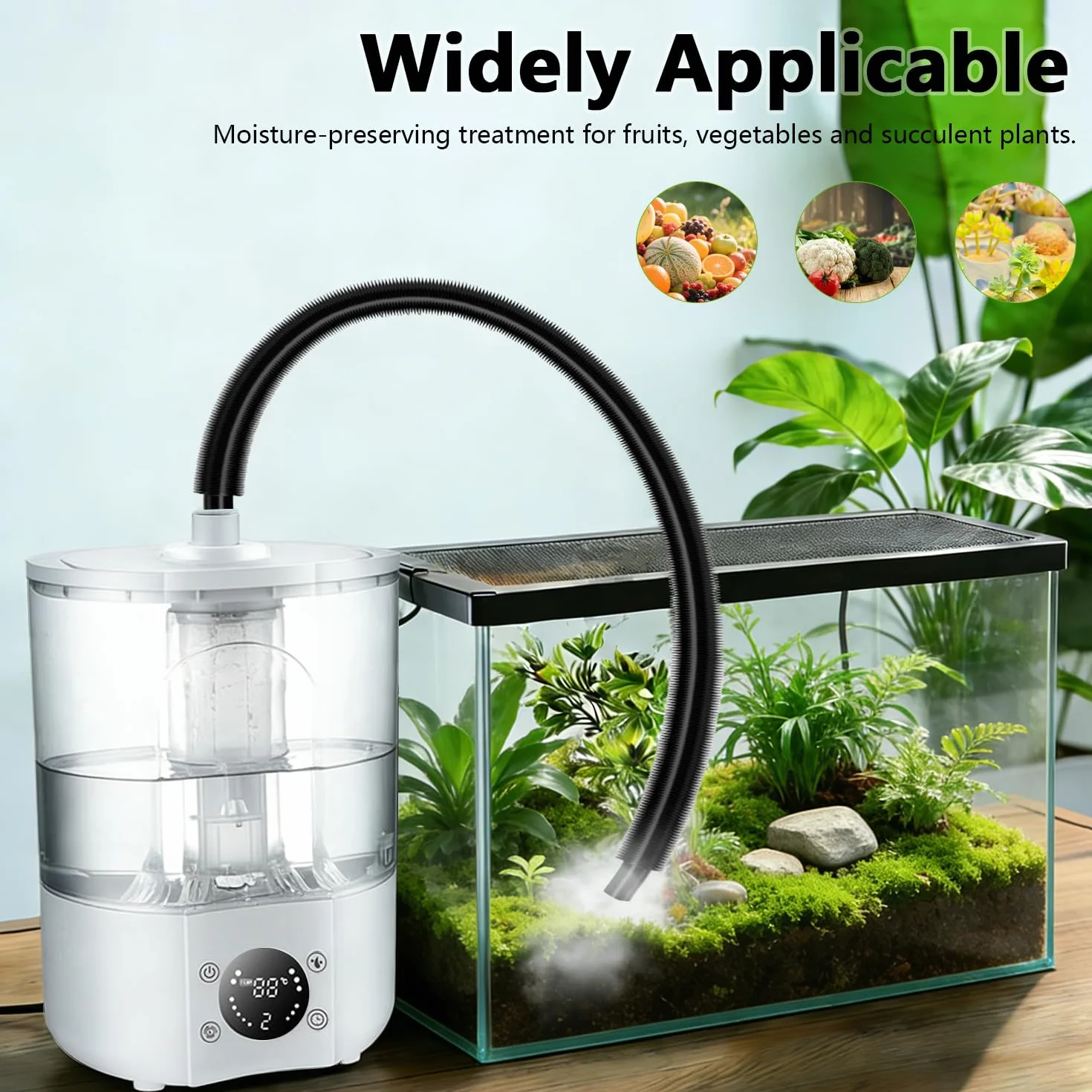 Humidificador para Reptiles, 4 L Gran Tanque Brumizador para Terrarios con Mando a Distancia y 2 m Tubo, Difusor ultra silencioso para Anfibios, Reptiles y Plantas Acuáticas