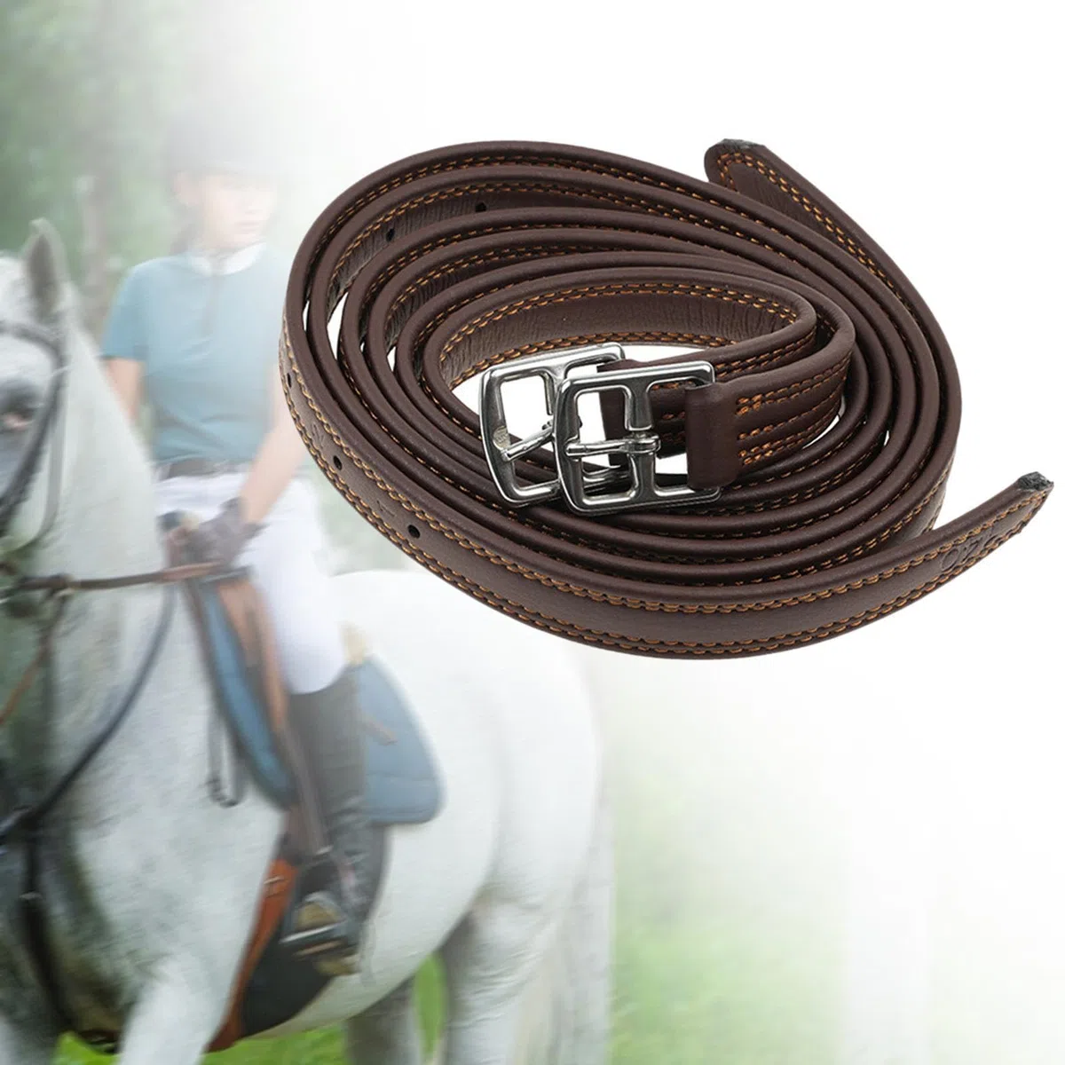 Perfeclan Estribos de Cuero inglés con Hebillas, Suministros Premium Suaves, Equipo Ecuestre de Estabilidad Ajustable de 53,15 Pulgadas de Longitud, 2 uds.