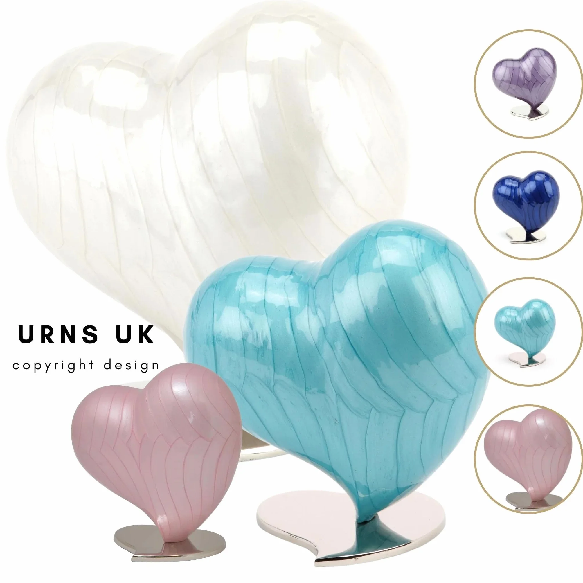 Urns UK Urna de Cenizas funerarias Hecha a Mano con corazón Grande Watford Pearl UU420009A