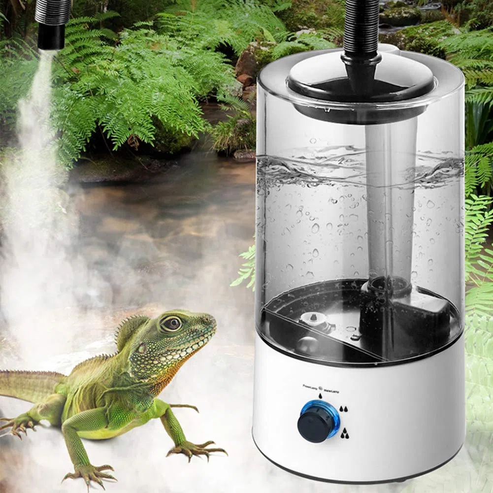 QOTSTEOS - Humidificador para Reptiles, nebulizador de tortuga lagarto con manguera alargada, depósito de 4 litros ajustable humidificador para reptiles anfibios ideal la tortuga lagarto (Clear)
