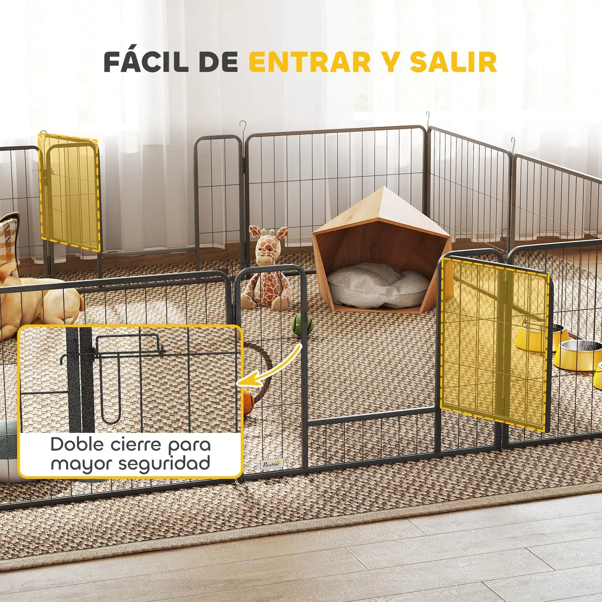 PawHut Parque para Perros Vallas para Mascotas de 12 Paneles 80x60 cm con 2 Puertas con Pestillo Corralito para Perros Pequeños de Acero para Interior y Exterior Gris