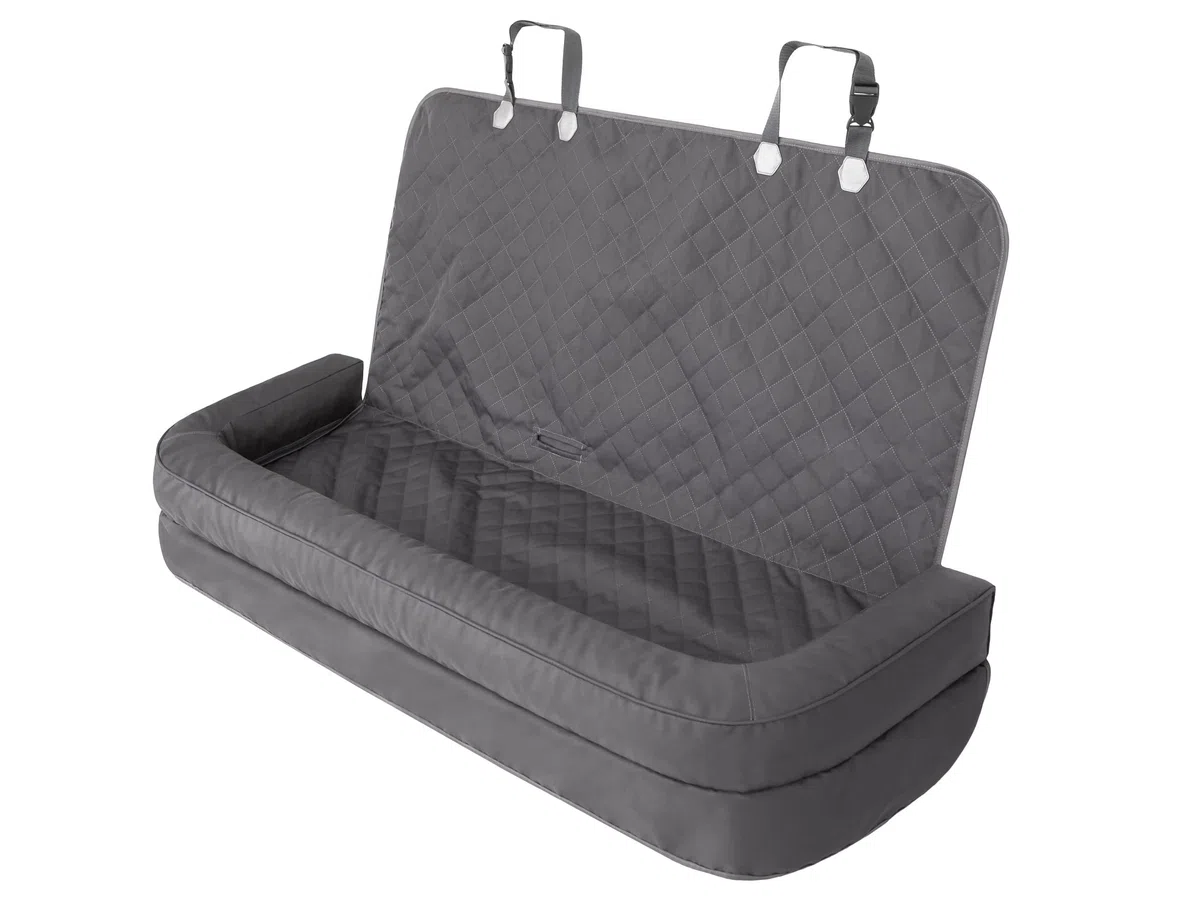 PillowPrim Asiento de Coche para Perros, Manta Trasera para Coche, Caja de Transporte para Gatos, Cesta para Perros, arnés para Perros, Cama para Perros, Cesta de Grafito Oxford, 133 x 45 cm