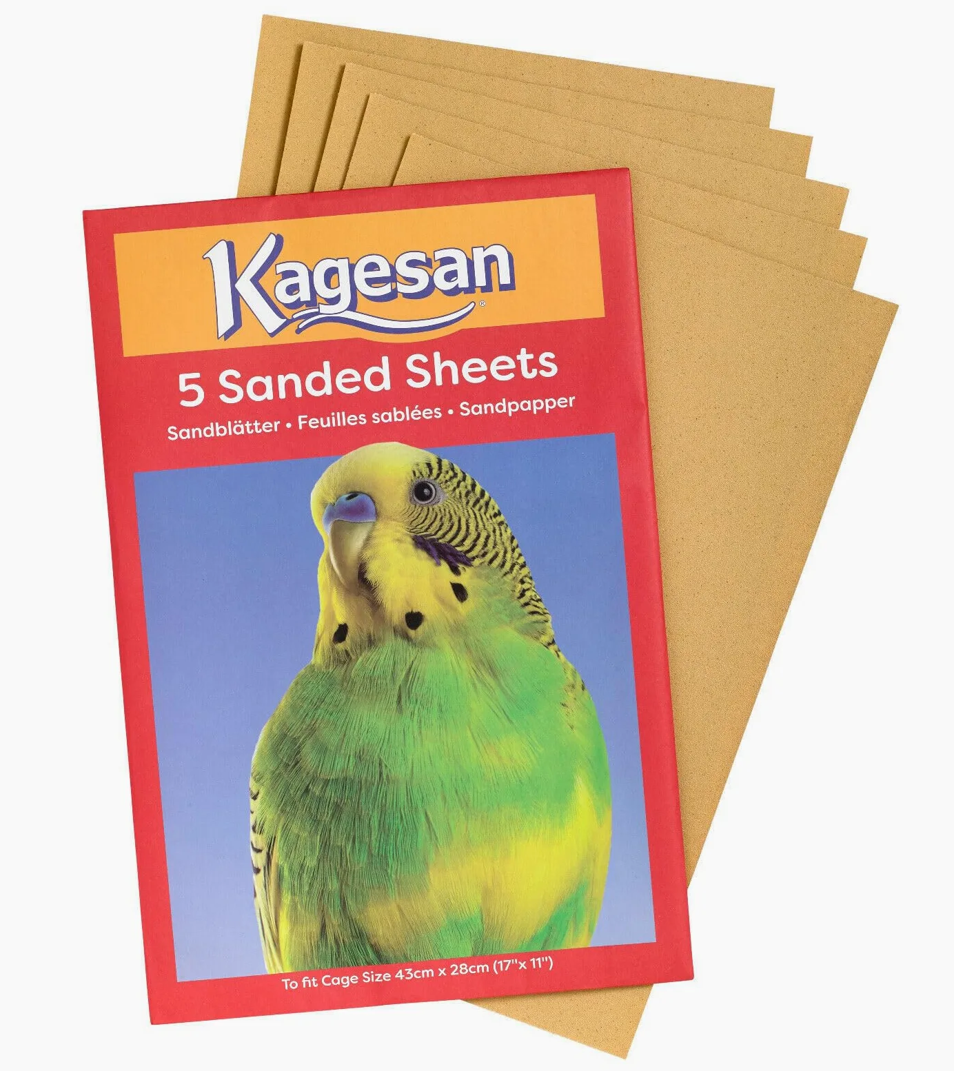 Paquete de 6 hojas de papel de arena para jaula de pájaros Kagesan, 6 x 5 unidades = 30 hojas de 43 cm x 28 cm 27137