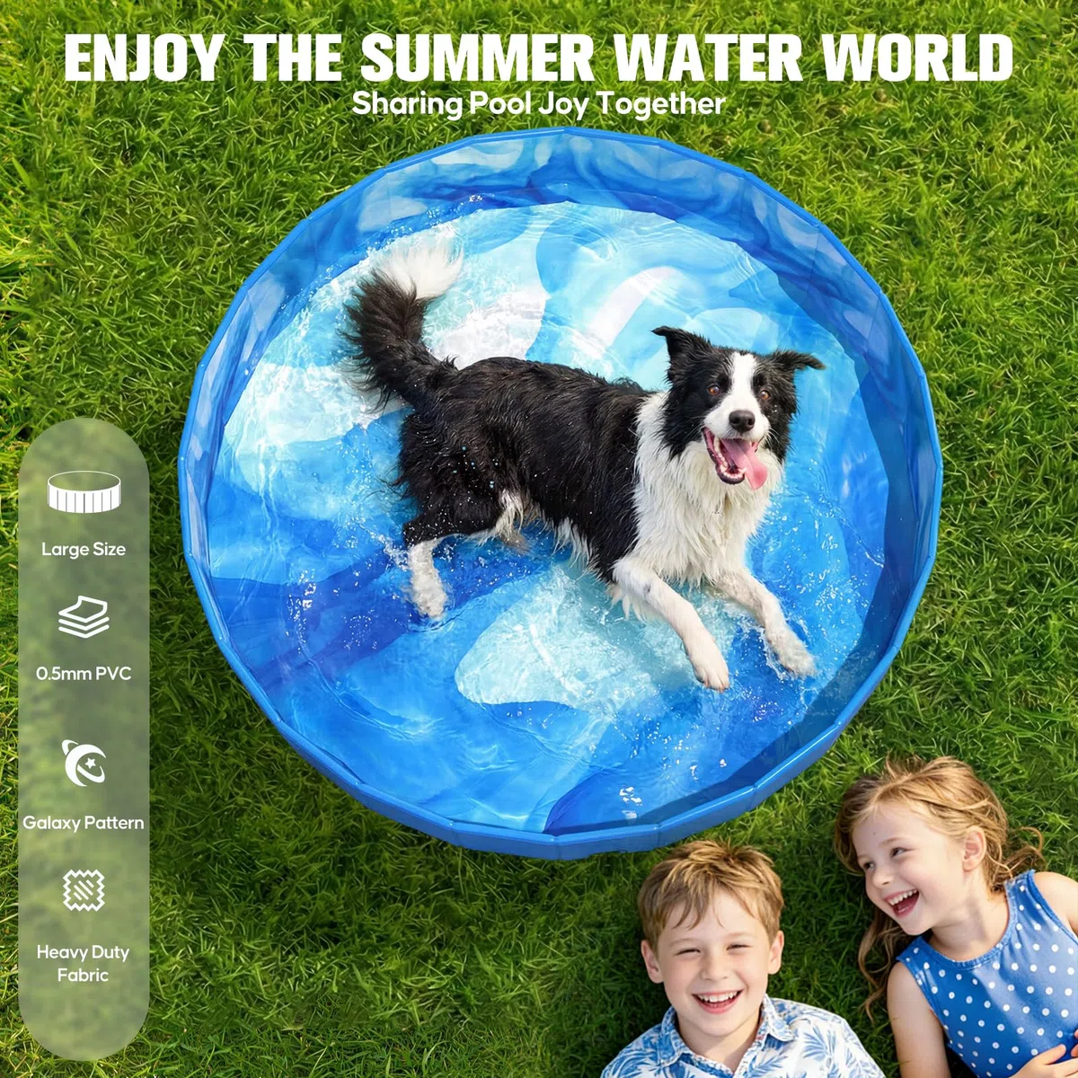 KingSom Piscina para Perros, Bañera Plegable Rigida Antideslizante, Piscina De Baño Plegable para Perros Antideslizante, Piscina para Niños Portátil, Piscina Mascotas con Desagüe, 122 x 31 cm