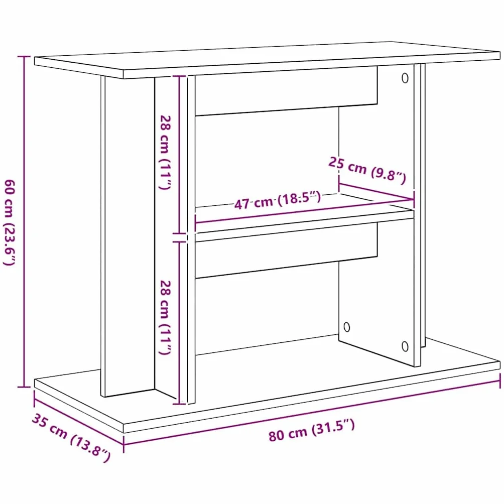 vidaXL Soporte para Acuario Madera ingeniería Gris hormigón 80x35x60cm
