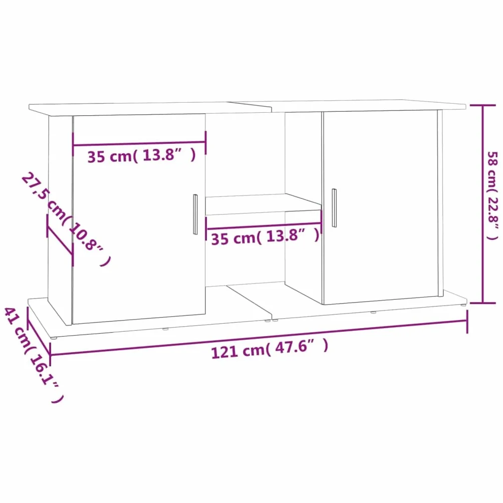 vidaXL Soporte para Acuario de hormigón Gris 121x41x58 cm de Madera sintética