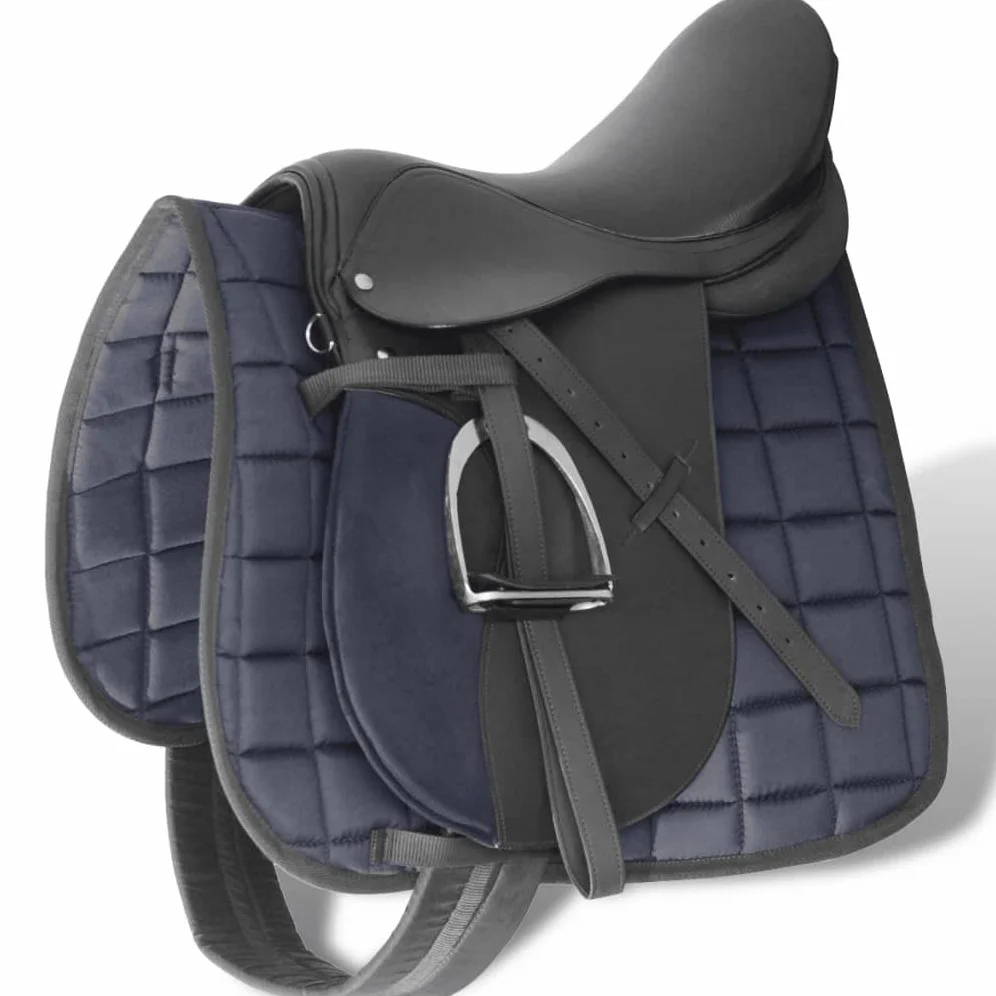 INLIFE 90644 - Juego de sillín para montar a caballo (17,5 pulgadas, piel auténtica, 12 cm, 5 en 1,7,5 kg), color negro