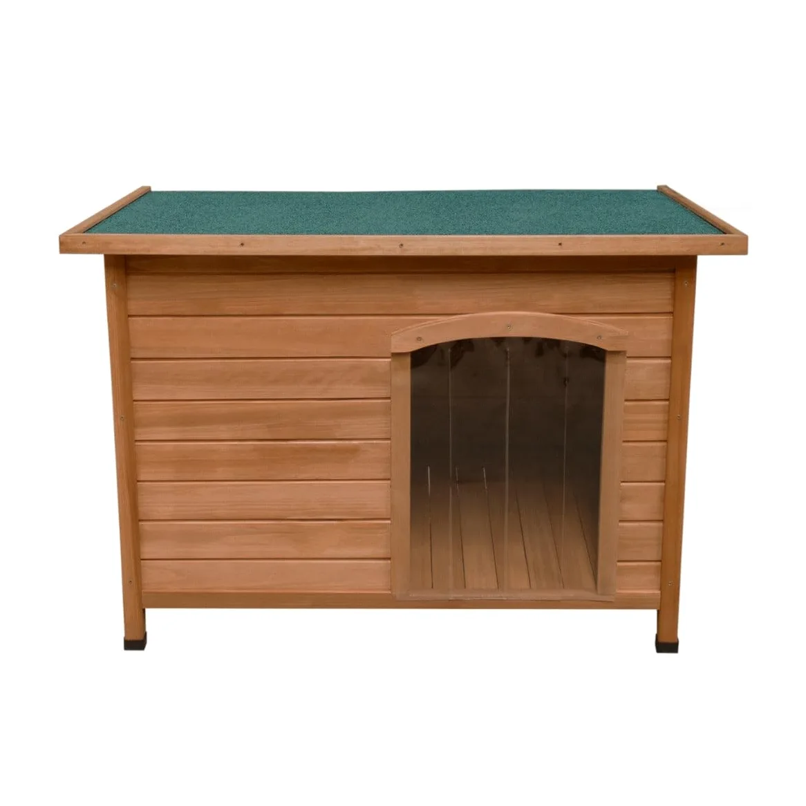 Perrera de Madera Mediana para Perros Exterior e Interior con Techo Impermeable, Base Elevada 5 cm y Ventilación – Caseta de Abeto Resistente a la Intemperie con Puerta – Marrón