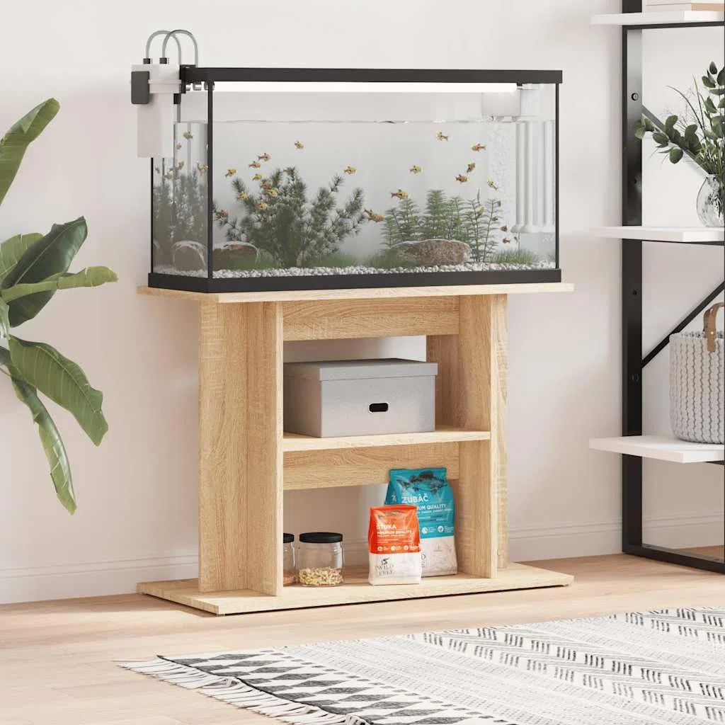 vidaXL Soporte para Acuario Madera ingeniería Roble Sonoma 80x35x60 cm