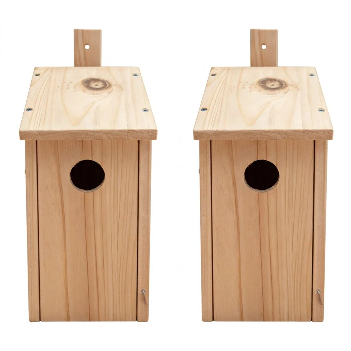 Relaxdays Kit de 2 Cajas Nido para pájaros, Orificio 32 mm, Madera de Abeto Natural, 26x12x13,5 cm