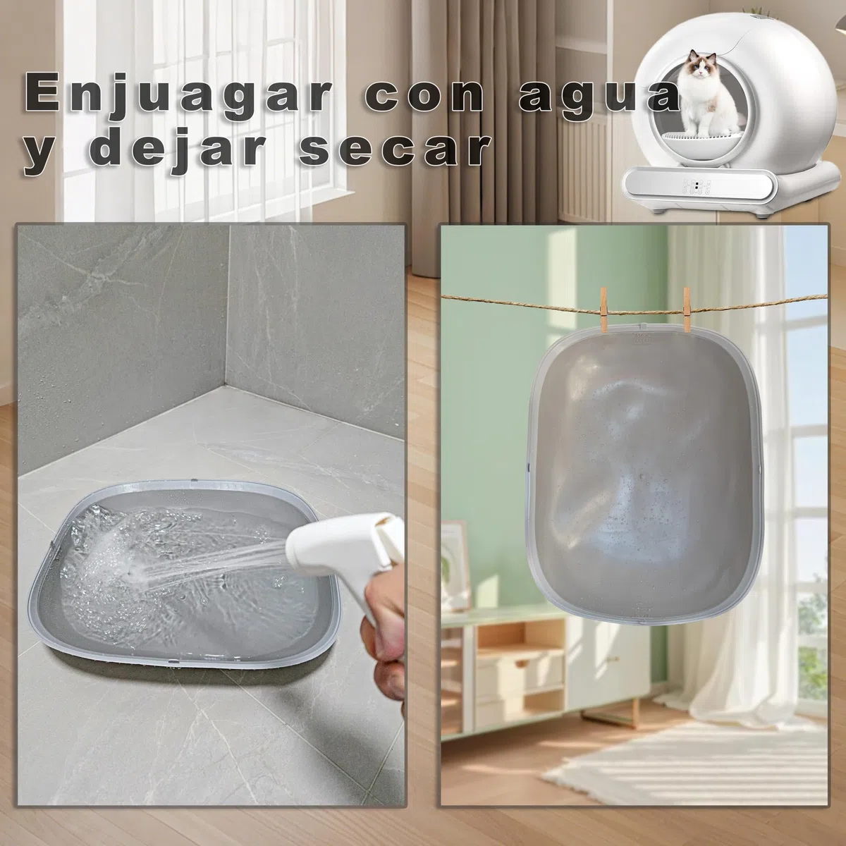Bandeja de Silicona Impermeable para Arenero Automático, Base Antifugas para Caja de Arena para Gatos, Fácil de Limpiar, Protector de Suelo