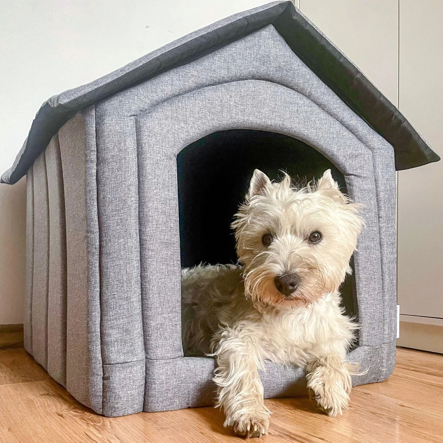 Caseta del Perro Perrera Plegable con Techo Desmontable Casa del Perro Cama Cueva del Gato Cama para Mascotas Tamaño XXL, Gris