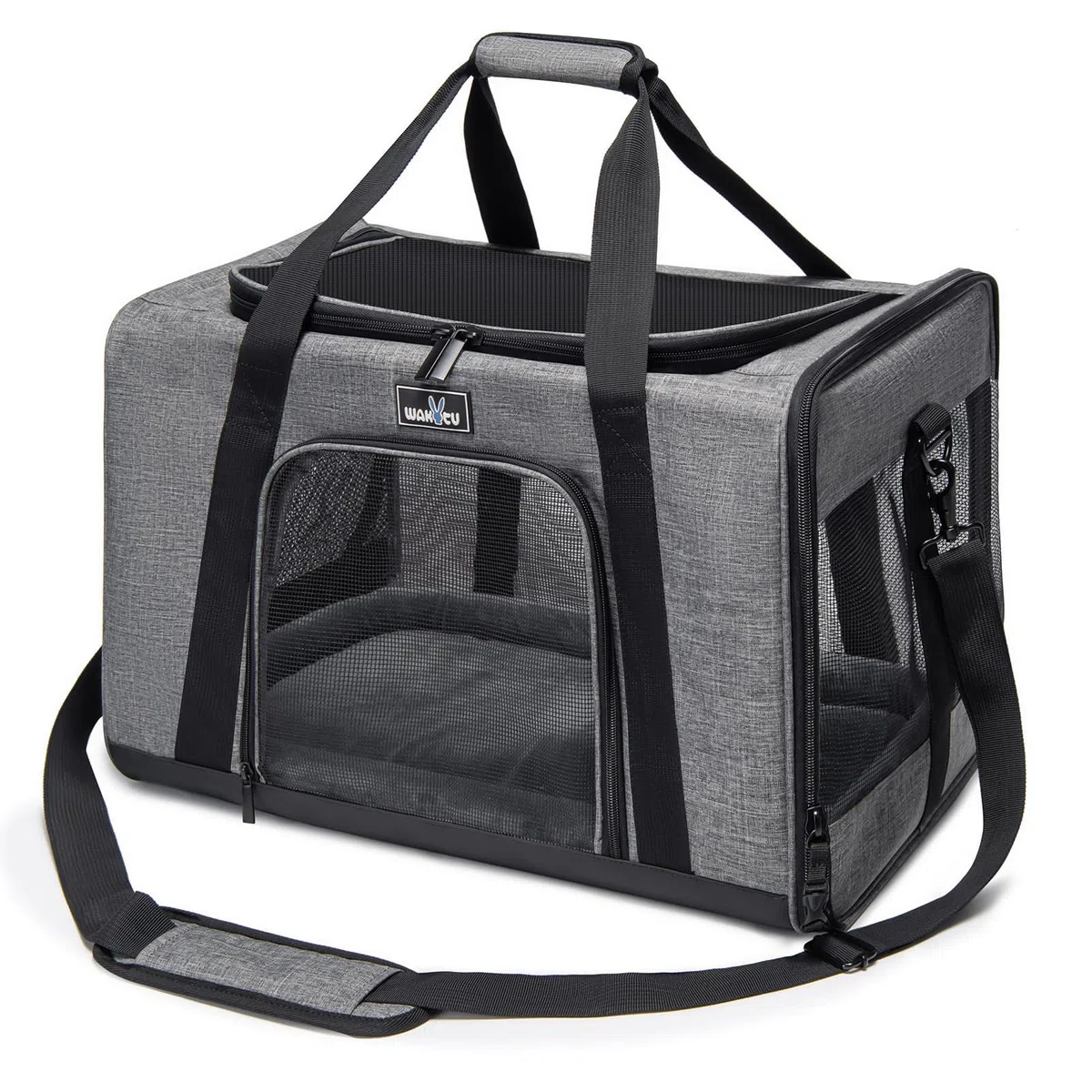 Wakytu Transportador de Mascotas para Gatos pequeños, Bolsa de Viaje para Perros con ventilación Adecuada, 5 Ventanas de Malla, 3 entradas, Cremalleras de Seguridad de Bloqueo, Hombro Acolchado y