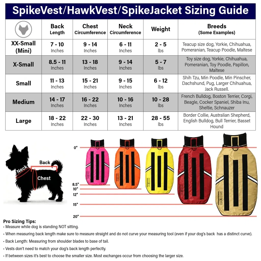 CoyoteVest SpikeVest - Arnés para Perros pequeños, Chaleco Reflectante con Pinchos para protegerlos de halcones, Coyotes, Rapaces y ataques de Animales, Fabricado en EE. UU., Rosa, XXS