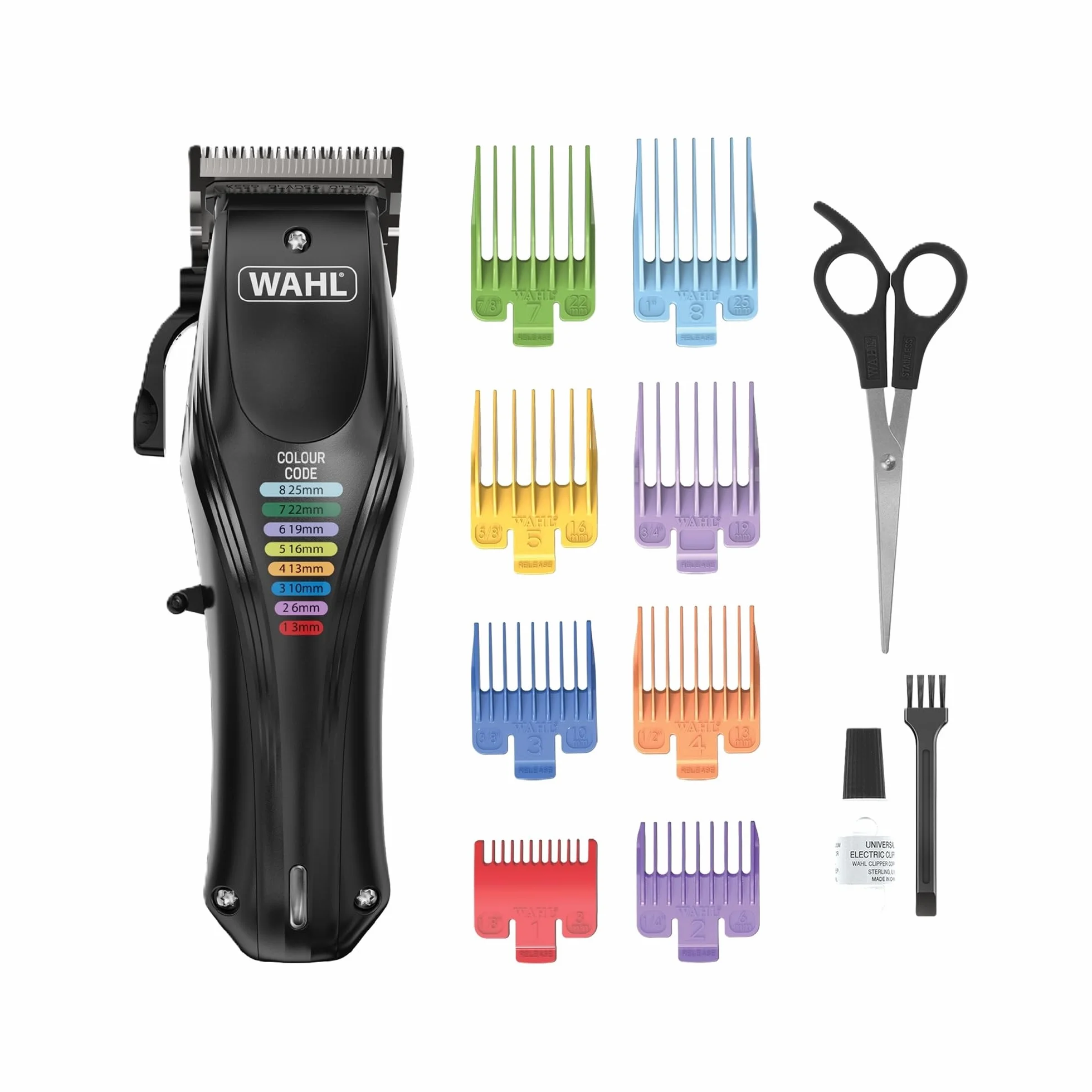 WAHL Colour Pro, cortapelo, Recargable para Mascotas, peines codificados, peluquería Canina Completa, bajo Nivel de Ruido, Cable/inalámbrico para Perros, Negro