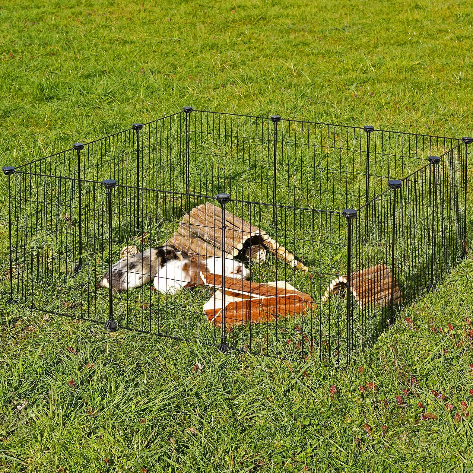 lionto Recinto Descubierto Metal Corral Animales pequeños Jaula roedores Ampliable 144x74x46 cm