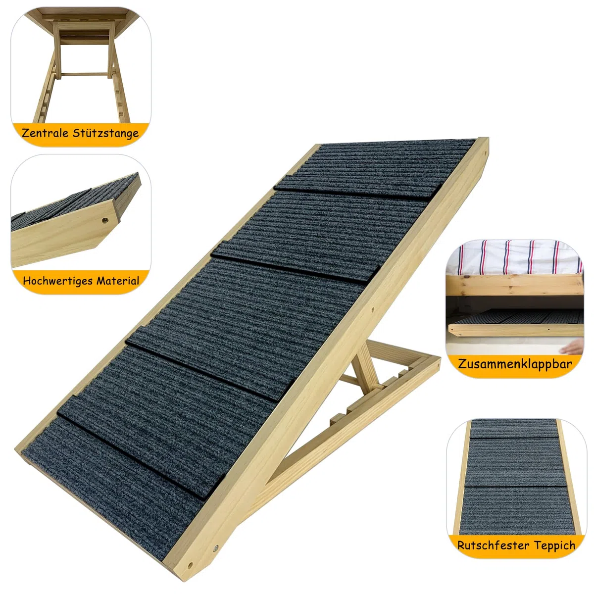 NAIZY Rampa para perros de 60 cm, plegable, altura ajustable, para perros pequeños y gatitos, capacidad de carga antideslizante de hasta 100 kg, tipo A