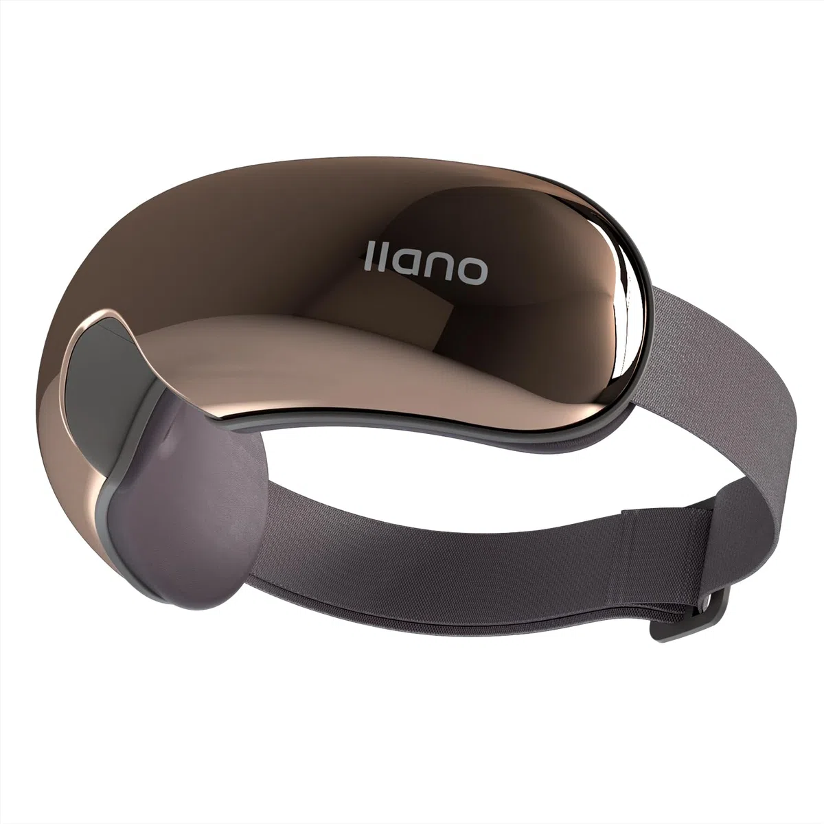 llano Masajeador de Ojos con Calor, Masaje Vibratorio, Bluetooth Integrado, 4 modos, Pantalla Translúcida, Diseño Ergonómico en 3D y Plegable (Glossy Brown)