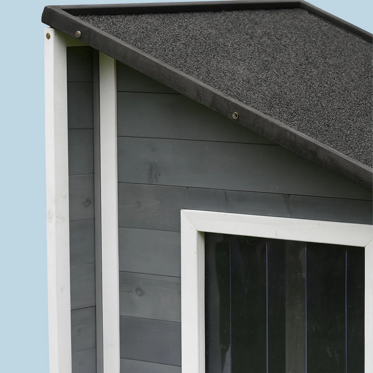 Caseta para Perros Relaxdays, Madera, Impermeable, Techo abatible, HBT: 77 x 71 x 58 cm, Gris/Blanco