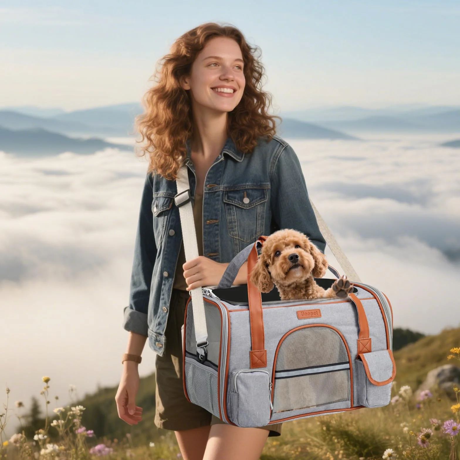 PETCUTE Transportin Gato,Bolsa Transporte Portátil y Transpirable para Mascotas con Colchón Suave,Tira Reflectante,Bolsa de Transporte para Gatos con Correa de Hombro Ajustable,Aerolínea Aprobado