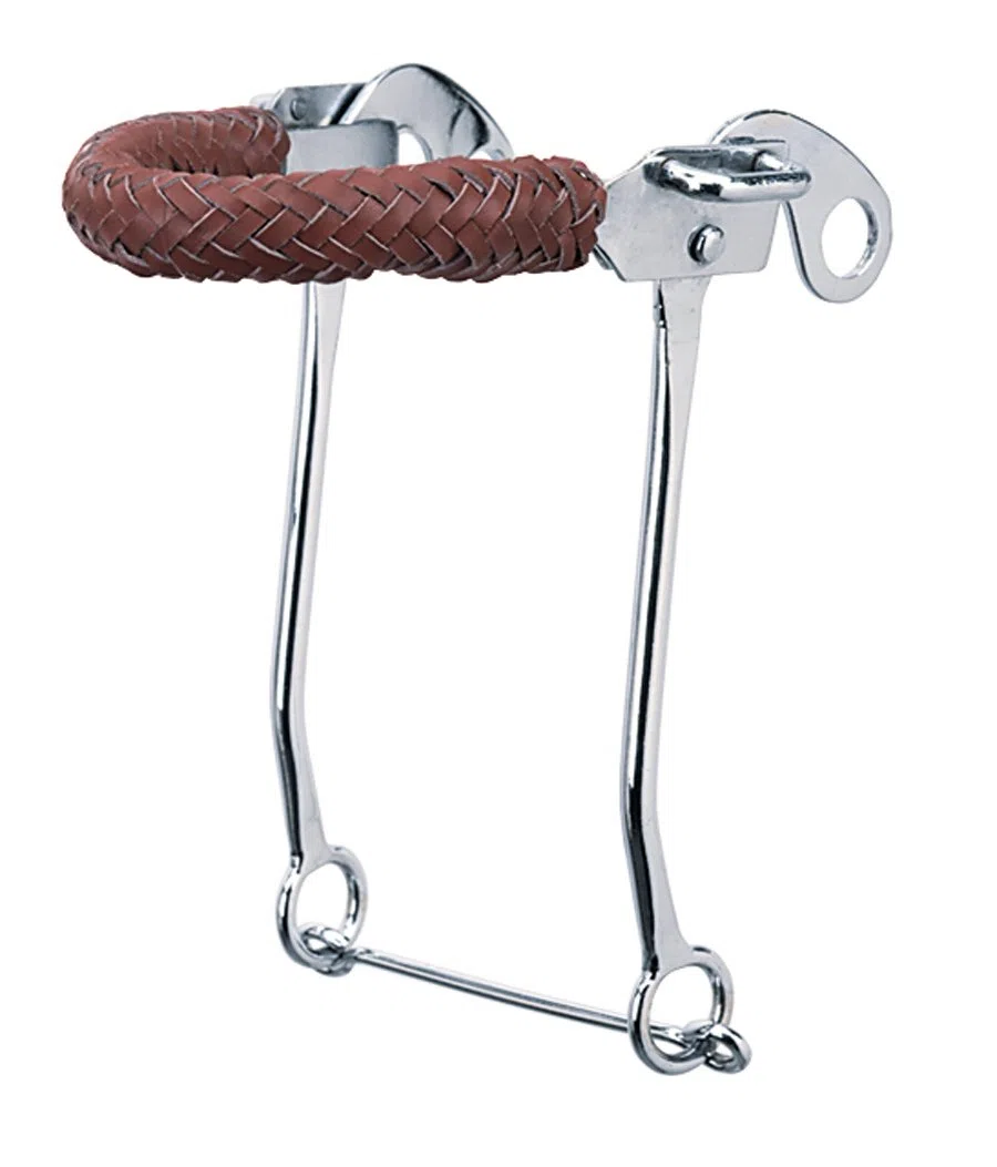 Weaver Cuero 25 – 1110 Hackamore Poco con Trenzado Cuero muserola, Cromado, 9 "