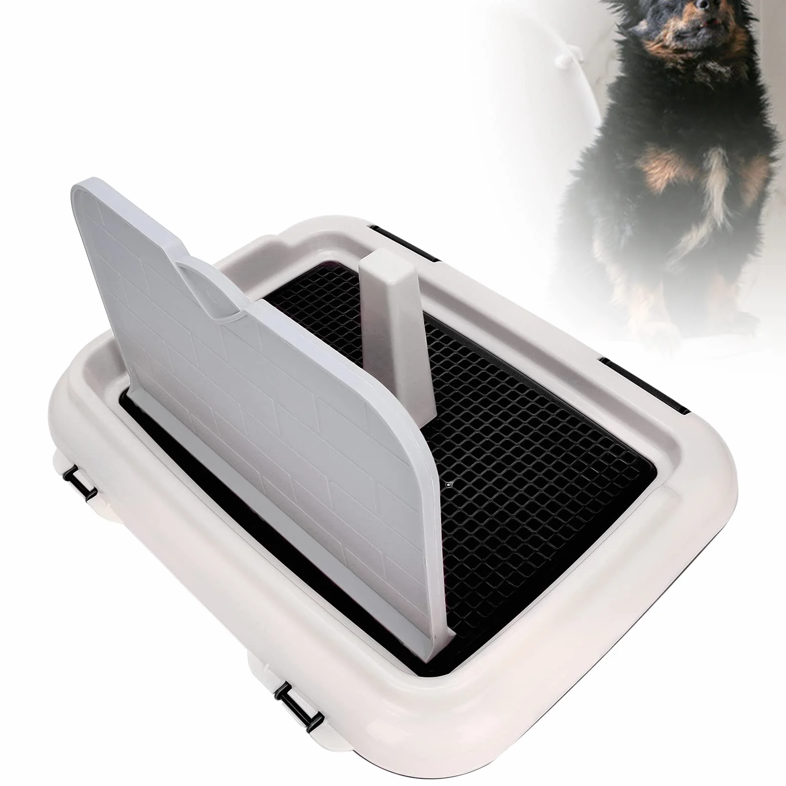Inodoro para Perros, Inodoro para Entrenamiento de Cachorros en Interiores, Cerca para Ir Al Baño para Gatos, Bandeja para Orinar Programada para Perros, Caja de Arena para Inodoro para Perros(Negro)