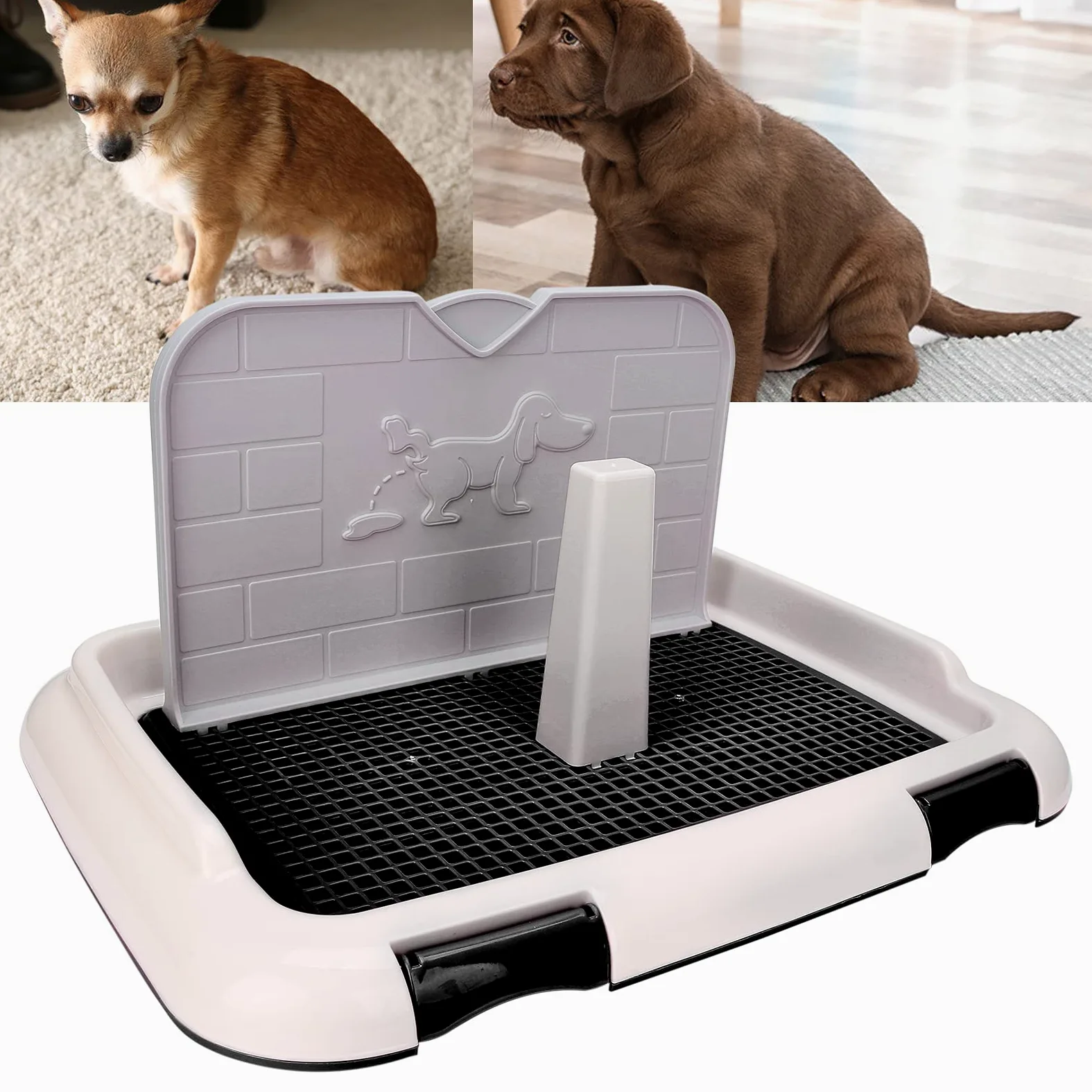 Inodoro para Perros, Inodoro para Entrenamiento de Cachorros en Interiores, Cerca para Ir Al Baño para Gatos, Bandeja para Orinar Programada para Perros, Caja de Arena para Inodoro para Perros(Negro)