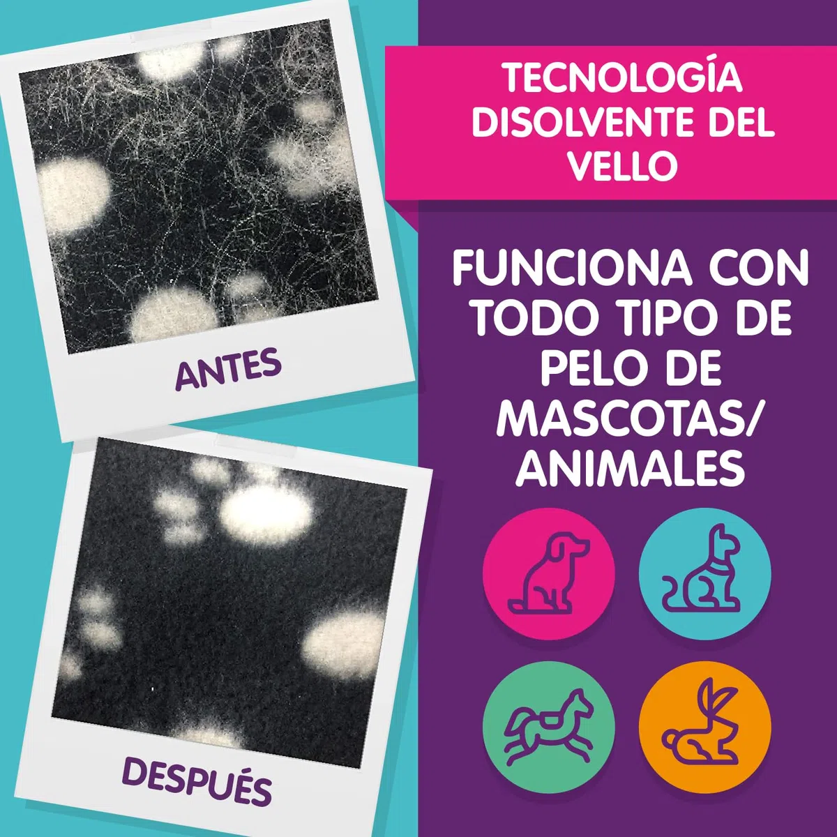 Vamoosh Quita Pelos Mascota para Detergente Lavadora - 18x100g (6 Cajas), Quitapelos para Mascotas, Perro y Gato, Limpiador de Lavadora, Disuelve Fácilmente el Pelo de Perro y Gato, 18 Lavados