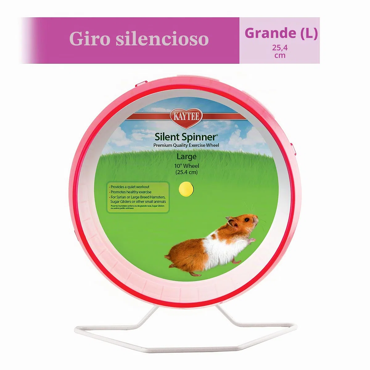 Kaytee Rueda giratoria silenciosa para Mascotas sirias o hámsteres de Raza Grande, Deslizadores de azúcar y jerbos, Grande de 10 Pulgadas