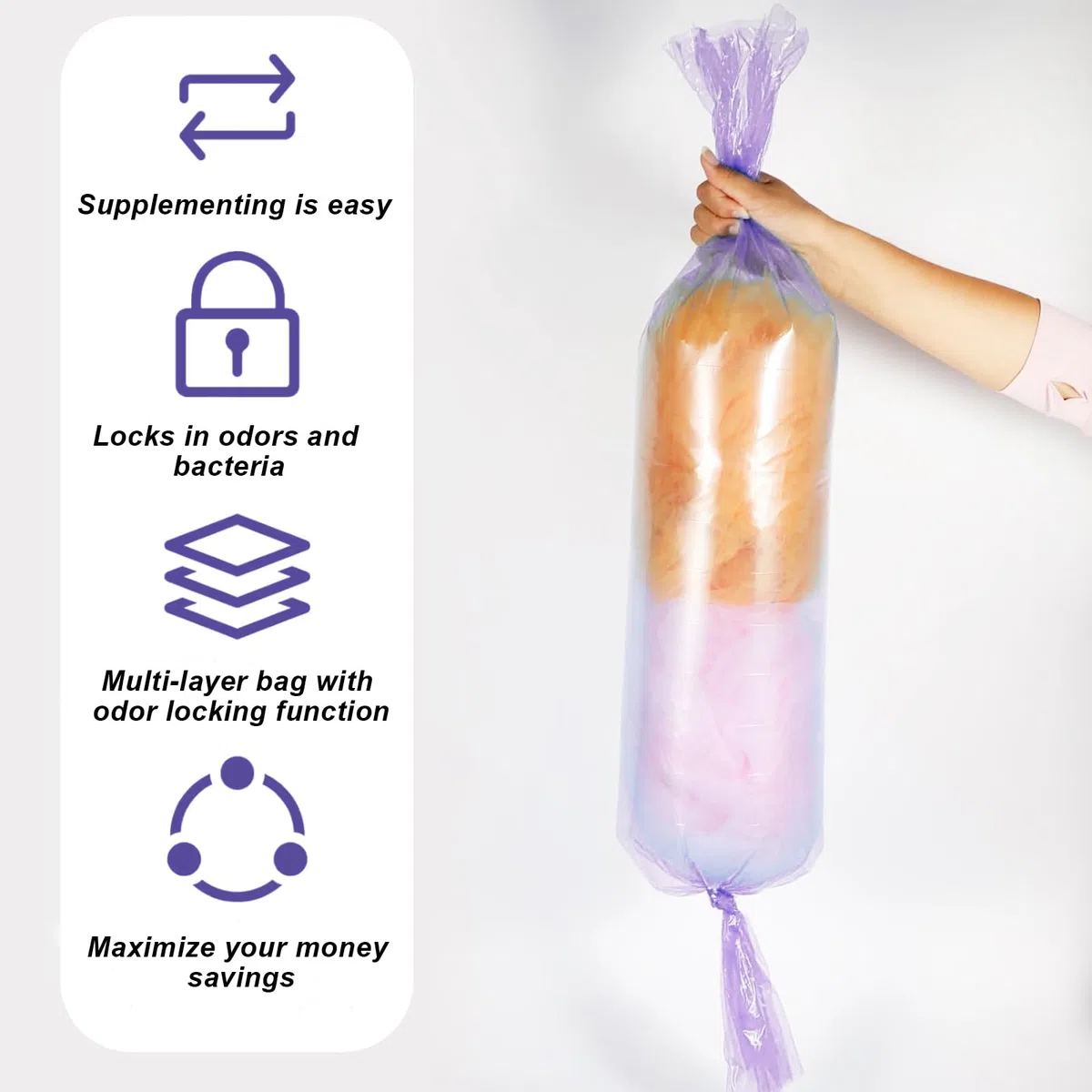 OurLeeme Bolsas de recarga para arena para gatos, 4,5 m Litter Genie, 10 unidades de contenedores de recarga para arena para gatos compatibles con tu depósito de recarga Genie Litter (sin cartucho)
