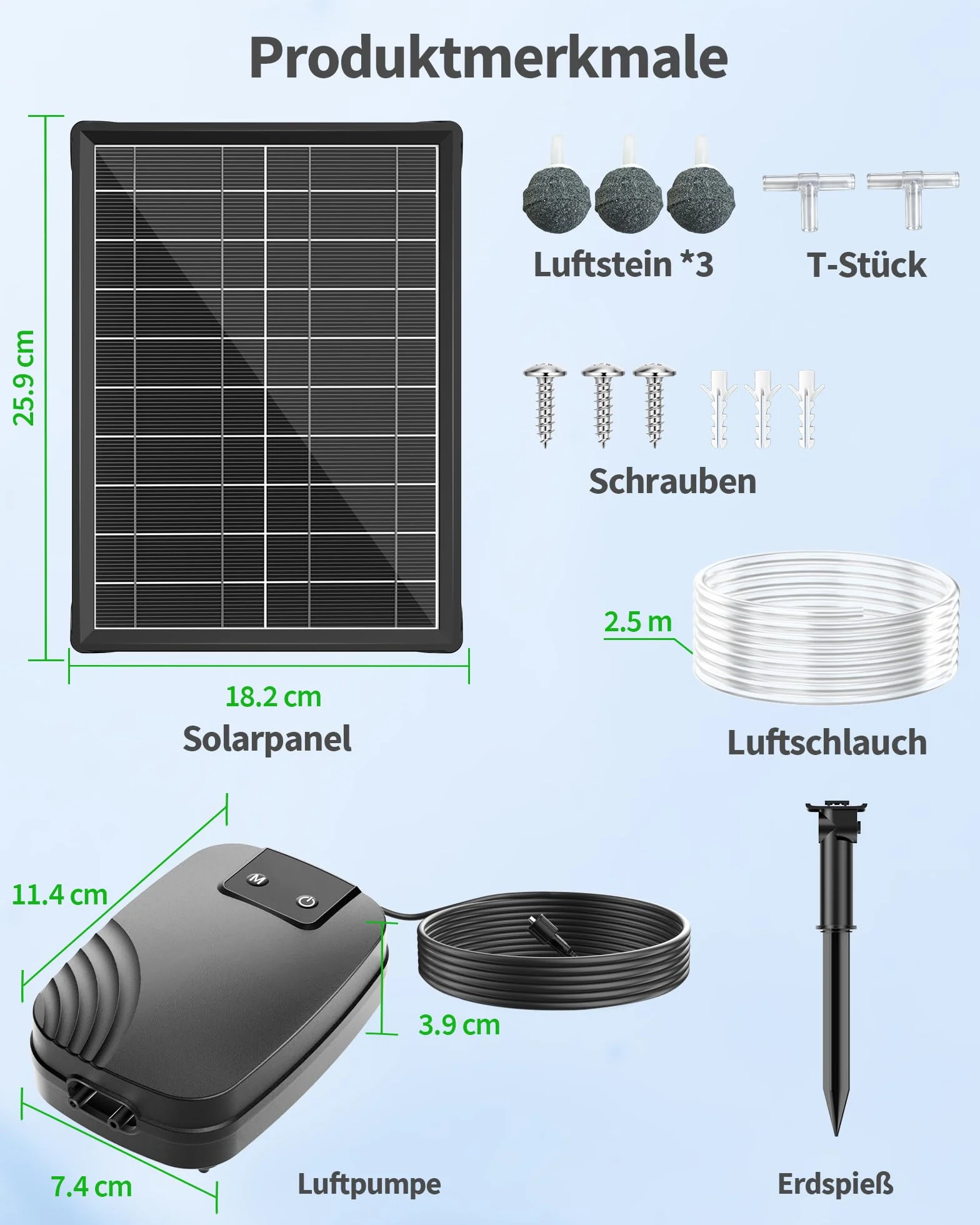 POPOSOAP Aireador solar de 8 W, bomba de oxígeno solar para estanque con batería solar de doble fuente de alimentación, ventilación continua de 24 horas, 3 modos de funcionamiento para estanques