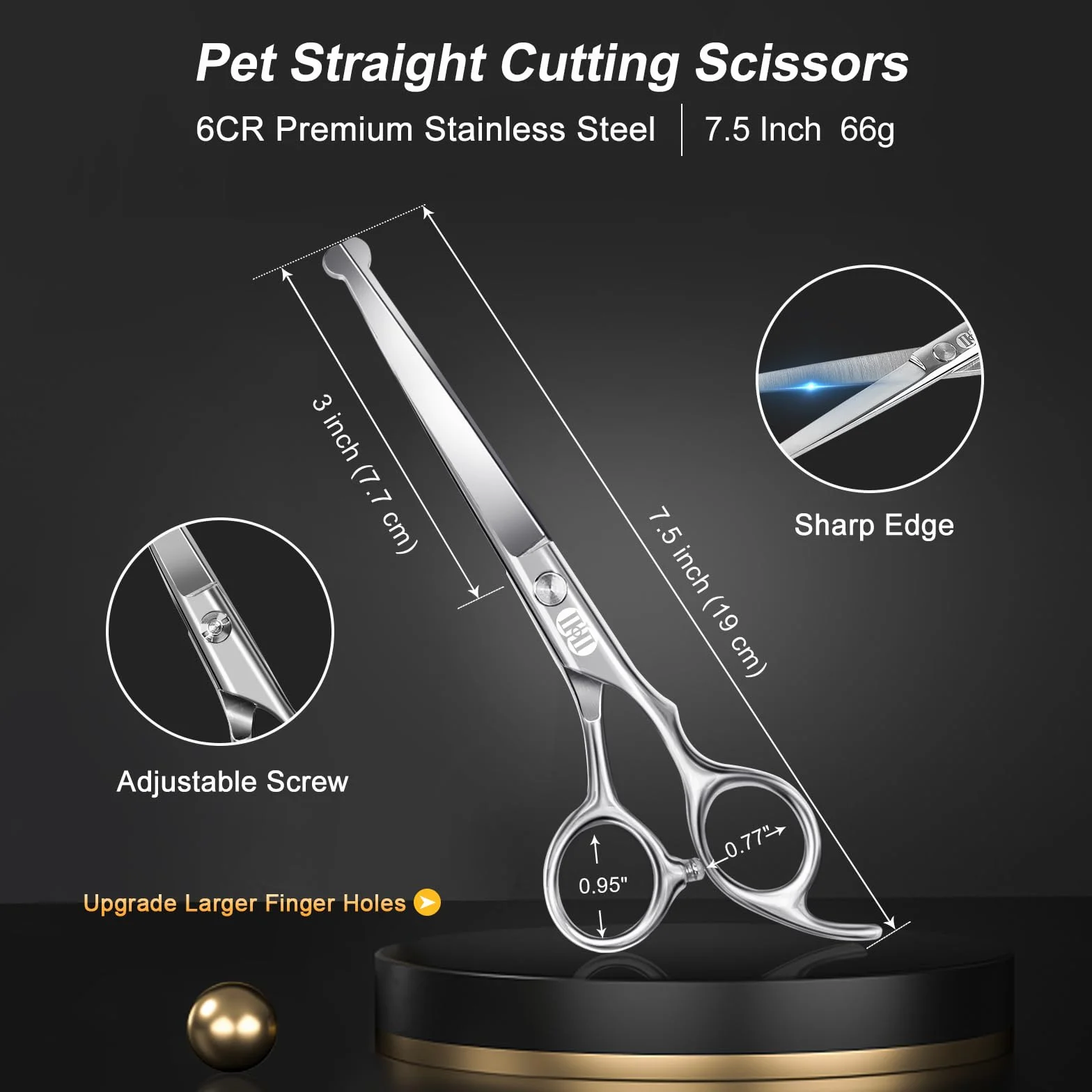CIICII Tijeras para Perros, 7,5" Juego de Tijeras Peluqueria Canina Profesional (Gato Perro Aseo Tijeras Entresacar & Tijeras Curvas) para Aseo Mascotas Bricolaje (Punta Redonda-9 Pcs-Plata)