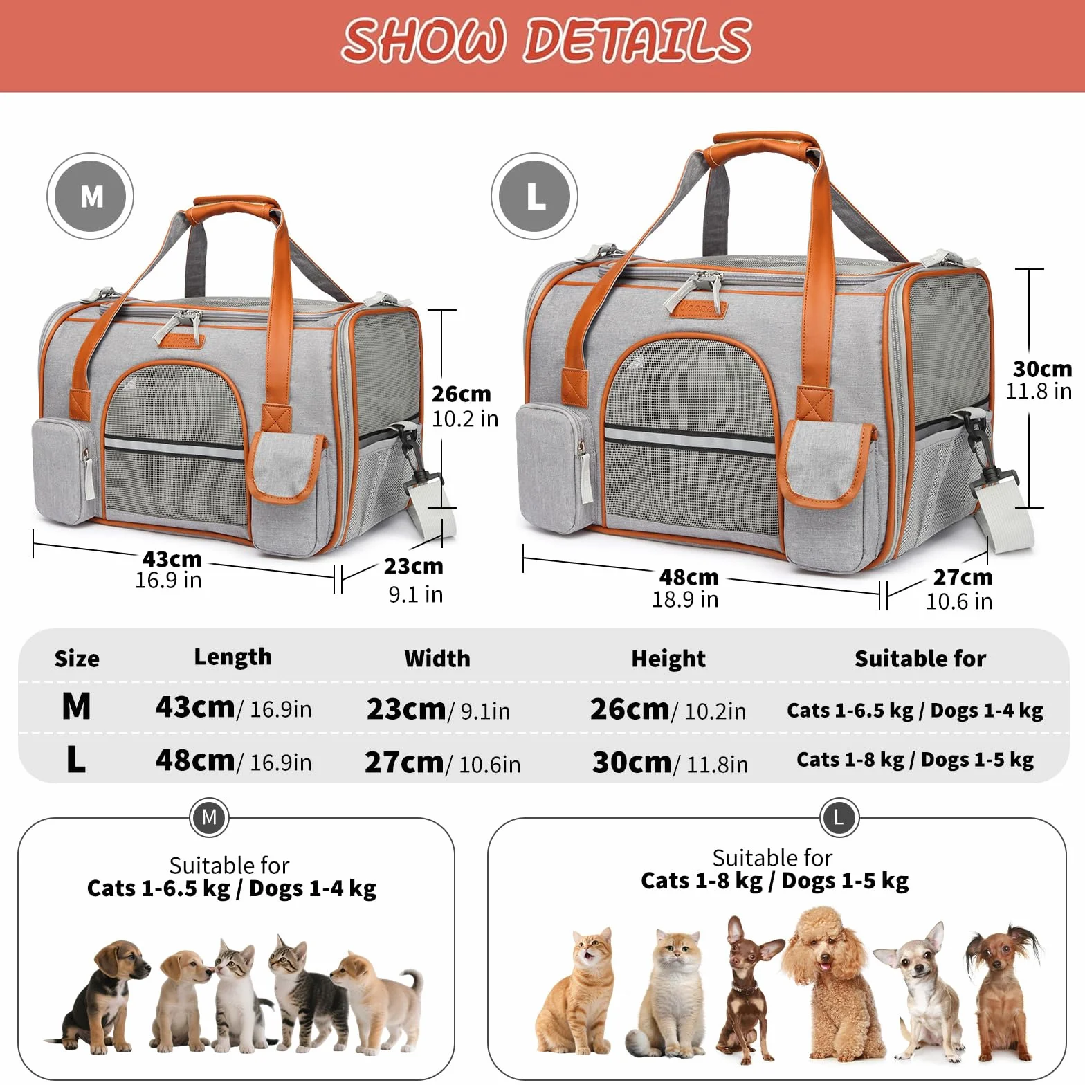 PETCUTE Transportin Gato,Bolsa Transporte Portátil y Transpirable para Mascotas con Colchón Suave,Tira Reflectante,Bolsa de Transporte para Gatos con Correa de Hombro Ajustable,Aerolínea Aprobado