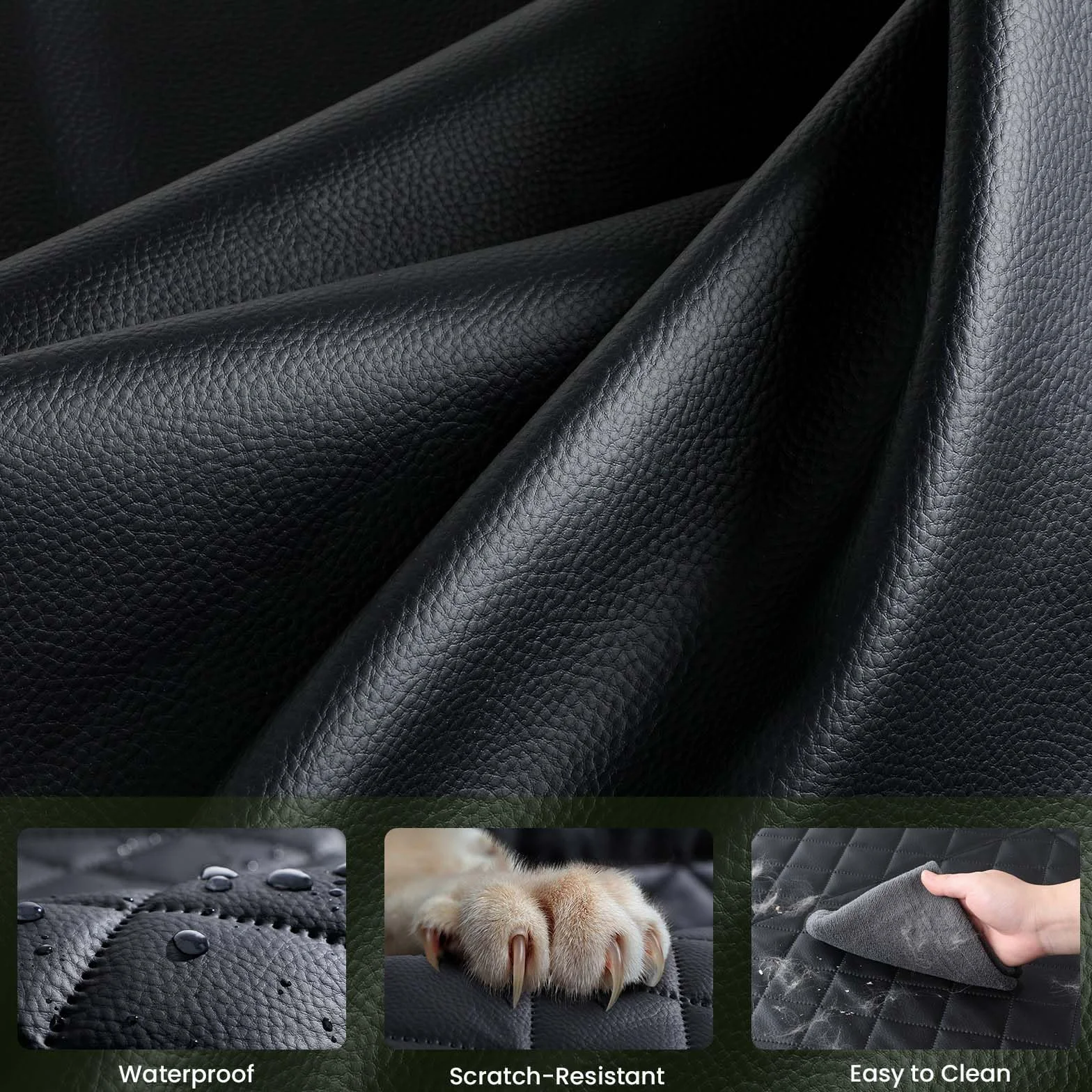 Pecute Funda Coche Perro con Fondo Duro para Asiento Trasero, Súper Impermeable, Fácil de Limpiar, Fácil de Guardar y Ahorra Espacio, Antirayaduras, Textura Sofá, hasta 150 kg