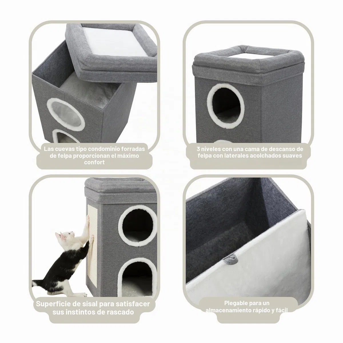 Torre Rascador Saul, 64 cm, Gris