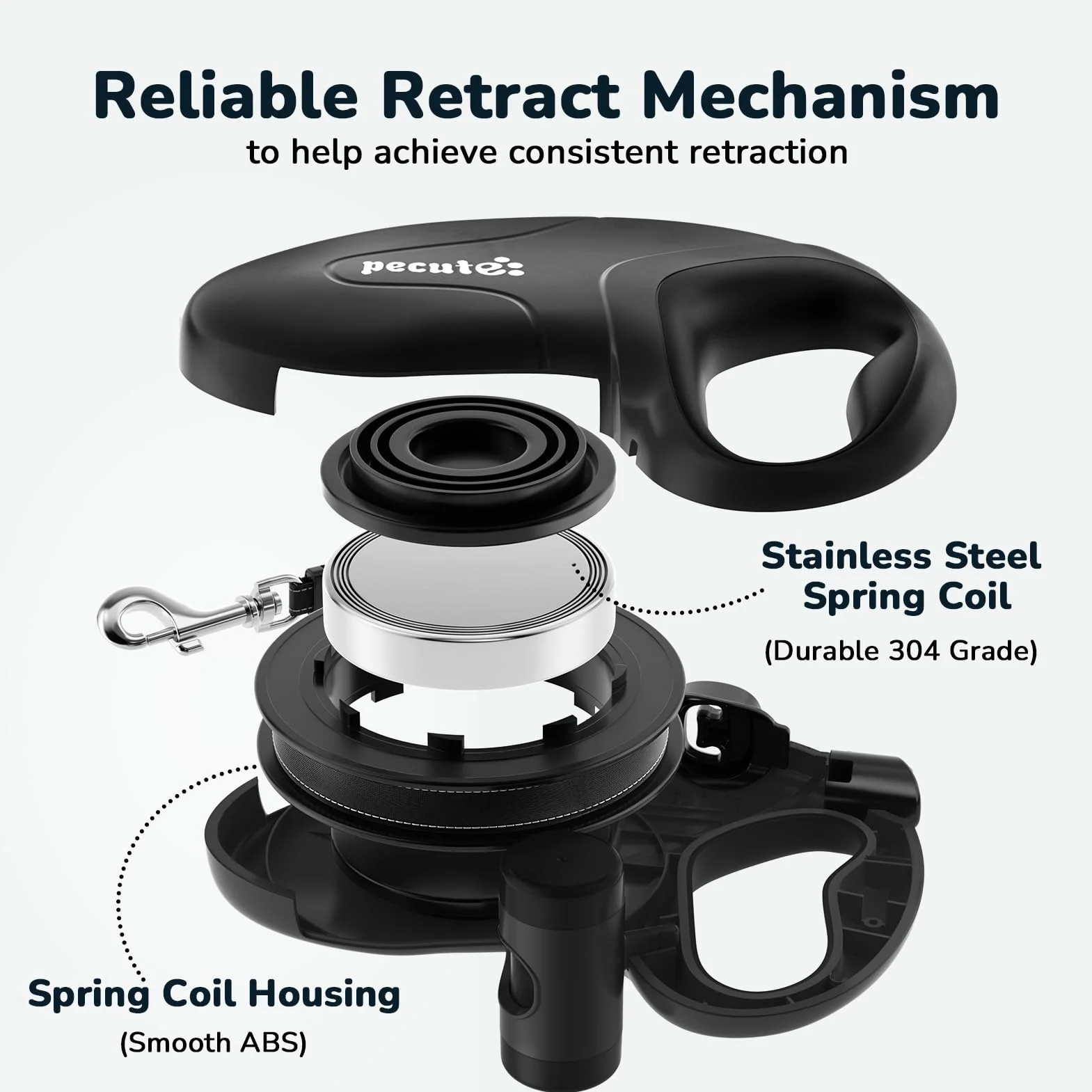 Pecute Correa Perro Extensible/Retráctil 10M, hasta 50KG, Correas con Bandas Reflectantes para los Paseos Diarios del Perro|Perros Accesorios