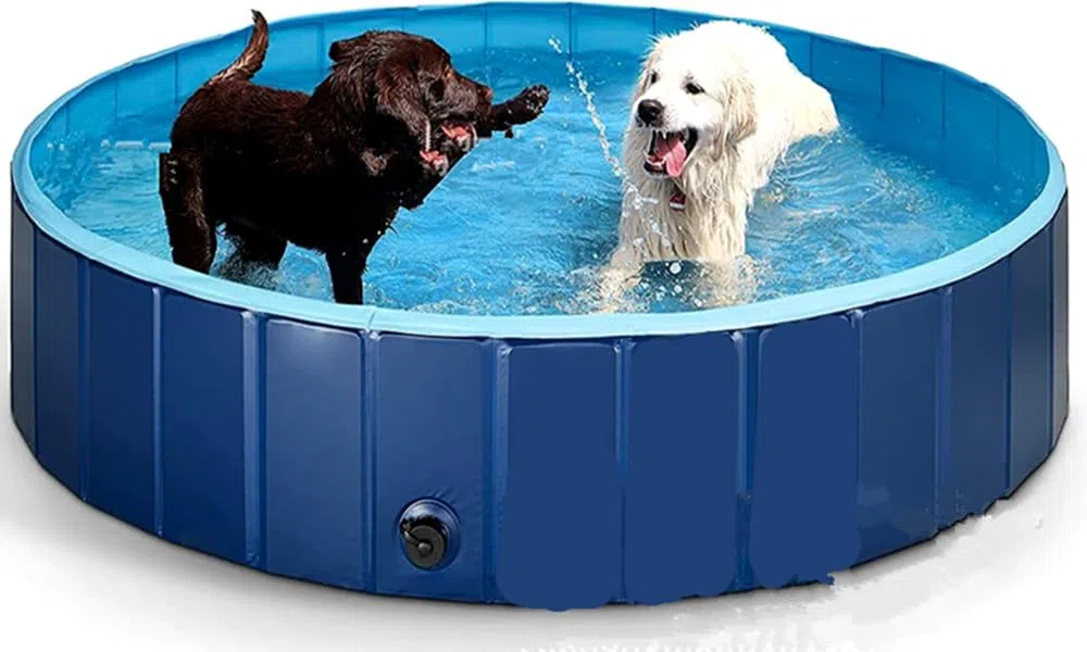 Piscina Plegable para Perros Gatos Bañera Portátil para Mascotas Plegable PVC Antideslizante y Resistente (120 * 30CM-Azul Oscuro)