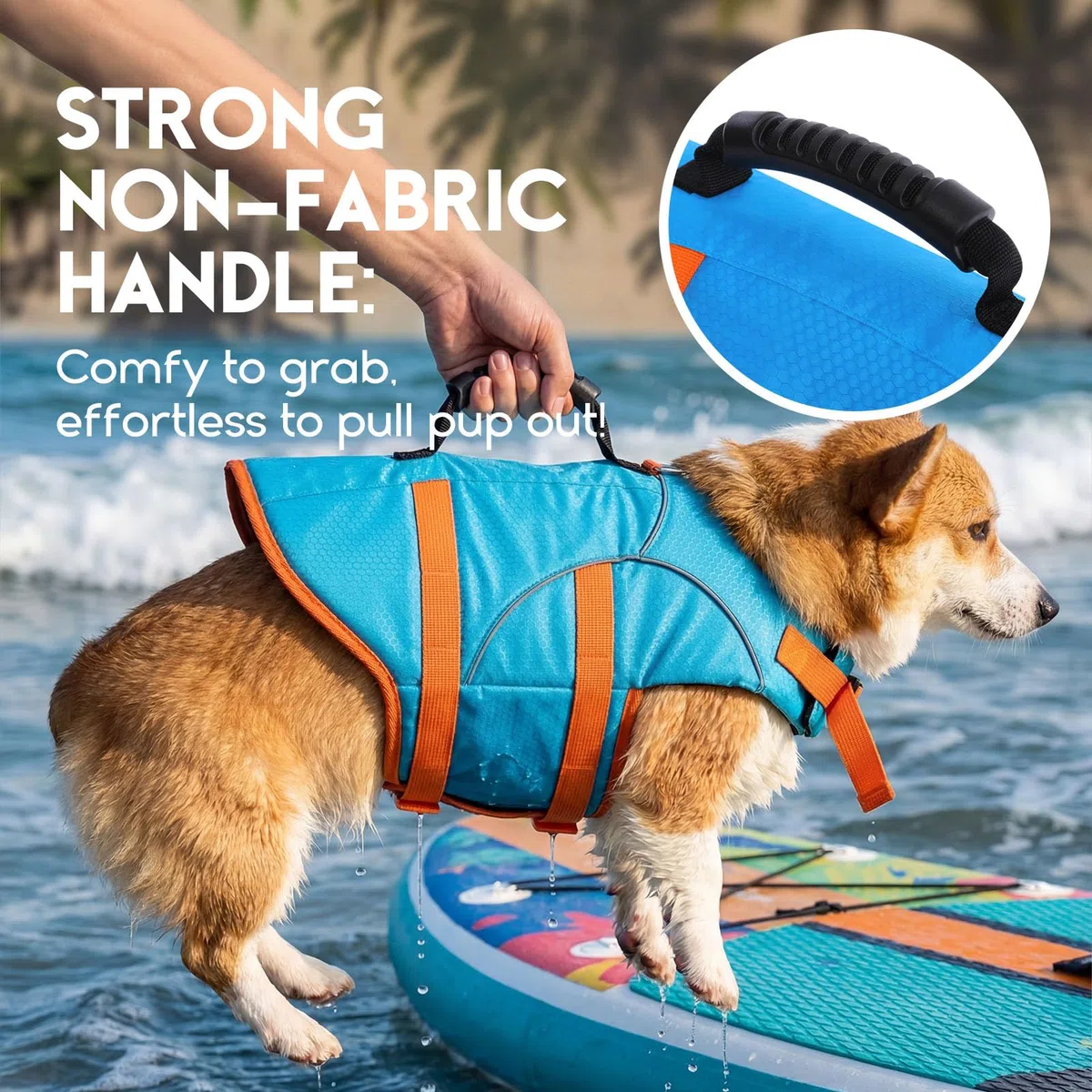 ASENKU Chaleco Salvavidas para Perros para Perros Pequeños, Medianos y Grandes, Arnés Ajustable + Asa de Transporte, Bandas Reflectantes, Ideal para Natación, Paseos en Barco y Actividades Acuáticas