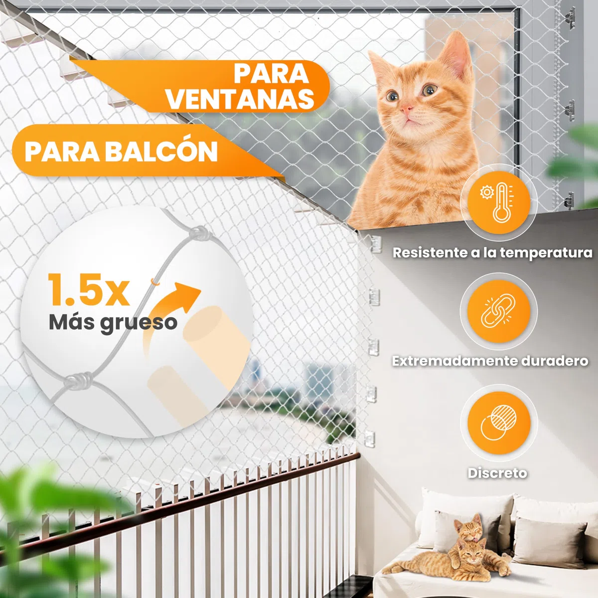 Naturiz Red para gatos para balcón sin taladrar, incluye gancho adhesivo y adhesivo de silicona, red de protección para gatos para balcón y ventana, red para gatos transparente, red para palomas, red
