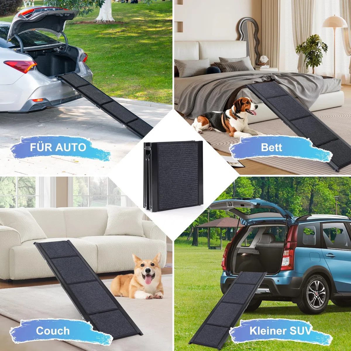Uross Escalera para perros para coche 160 cm - Escalera plegable para perros para coche y SUV, escalera para perros de aluminio para perros grandes, escalera extensible para perros para camiones, cama