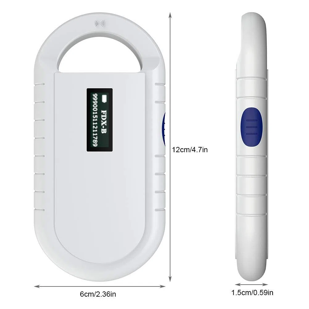 Vbestlife Escáner portátil de Chips para Mascotas, 134.2kHz Compatibilidad con ISO 11784/11785 FDX-B e ID64 RFID, Lector RFID de Animales de Mano Animales/Mascotas/Perros/Gatos/Cerdos