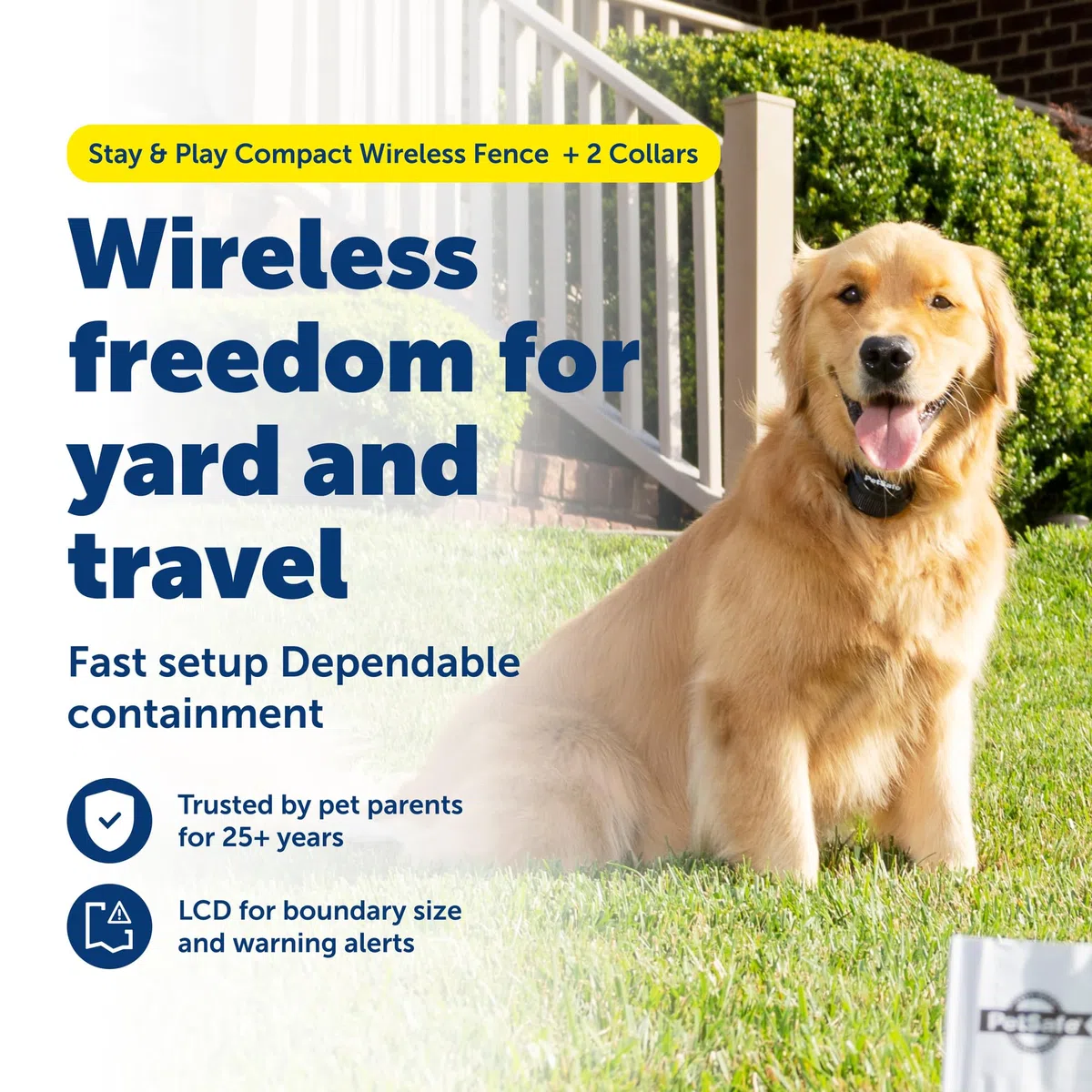 PetSafe Stay & Play - Valla inalámbrica compacta para 2 Perros, Pantalla LCD para Ajustar el límite Circular, asegurar hasta 3/4 de área de Acres, Uso para Todas Tus Mascotas, Sistema portátil
