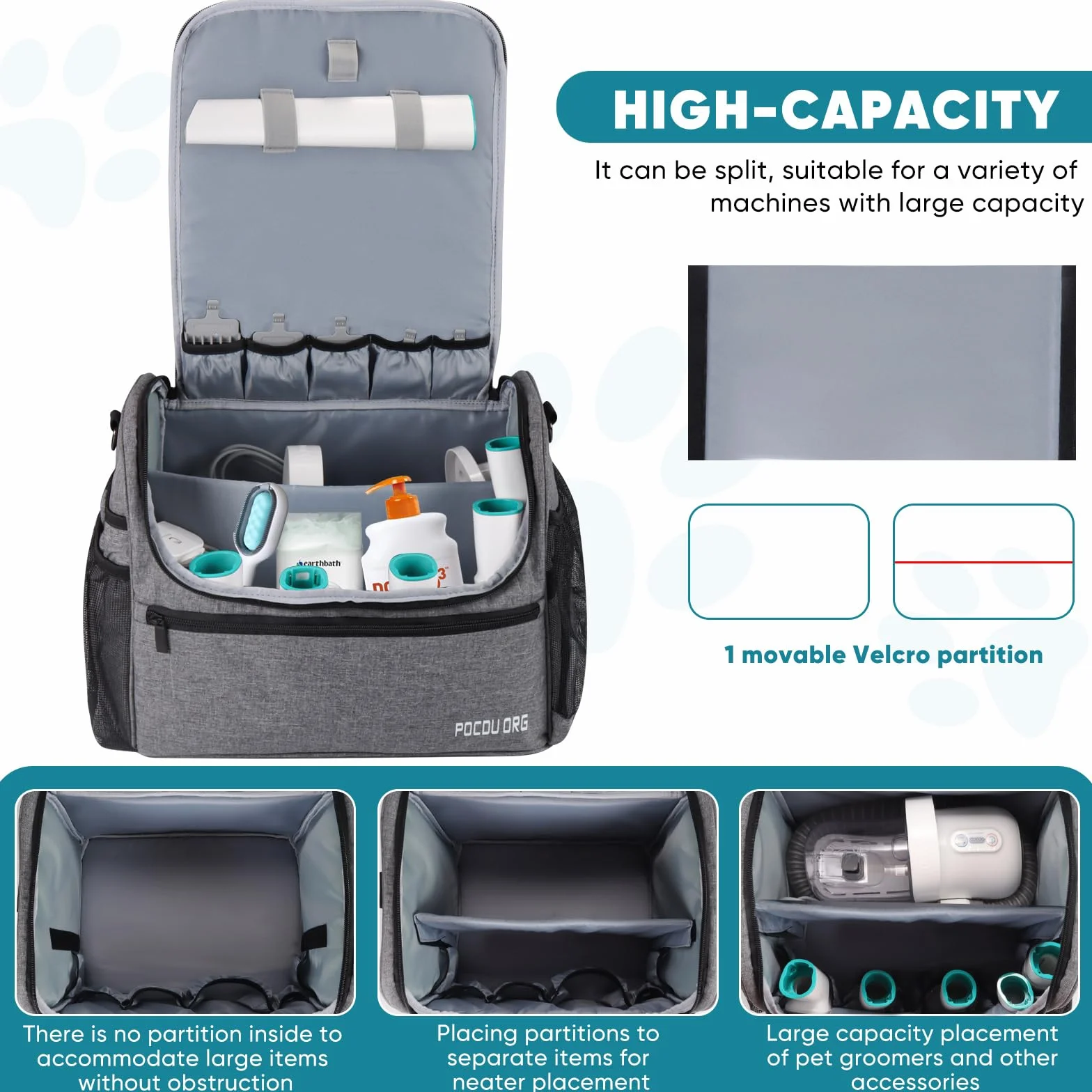 Bolsa organizadora de Suministros de Aseo para Mascotas, Compatible con aspiradora Oneisall/Neabot, Gran Capacidad, Solo Bolsa (Gris)
