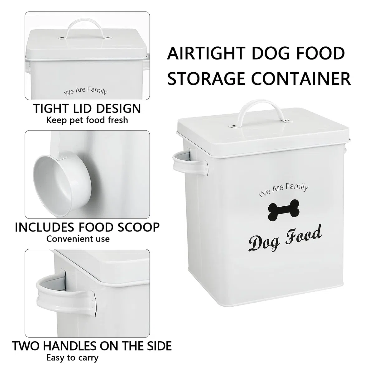 Pethiy Cajas de Almacenamiento de Alimentos seco para Perros,Mascota Contenedor para Comida con Tapa, Cuchara de Servir incluida,Capacidad de 2.3kg