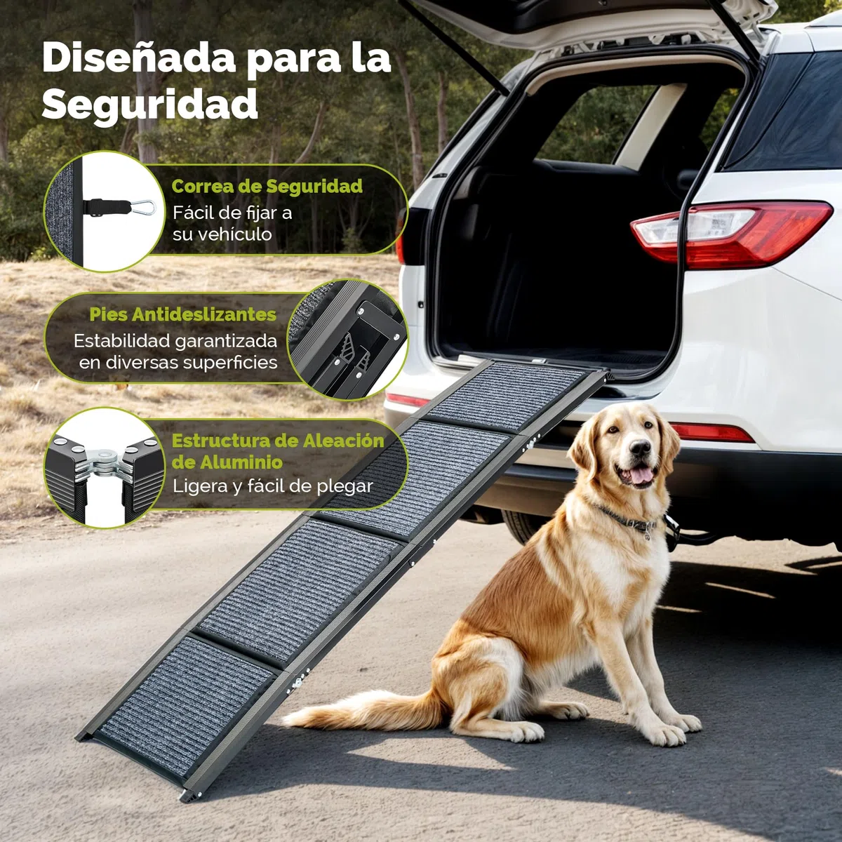 CO-Z Rampa para Perros para Coche, 160 cm Rampa Plegable para Mascotas de hasta 90 kg Superficie Antideslizante para Coche SUV Camioneta Cama Sofá