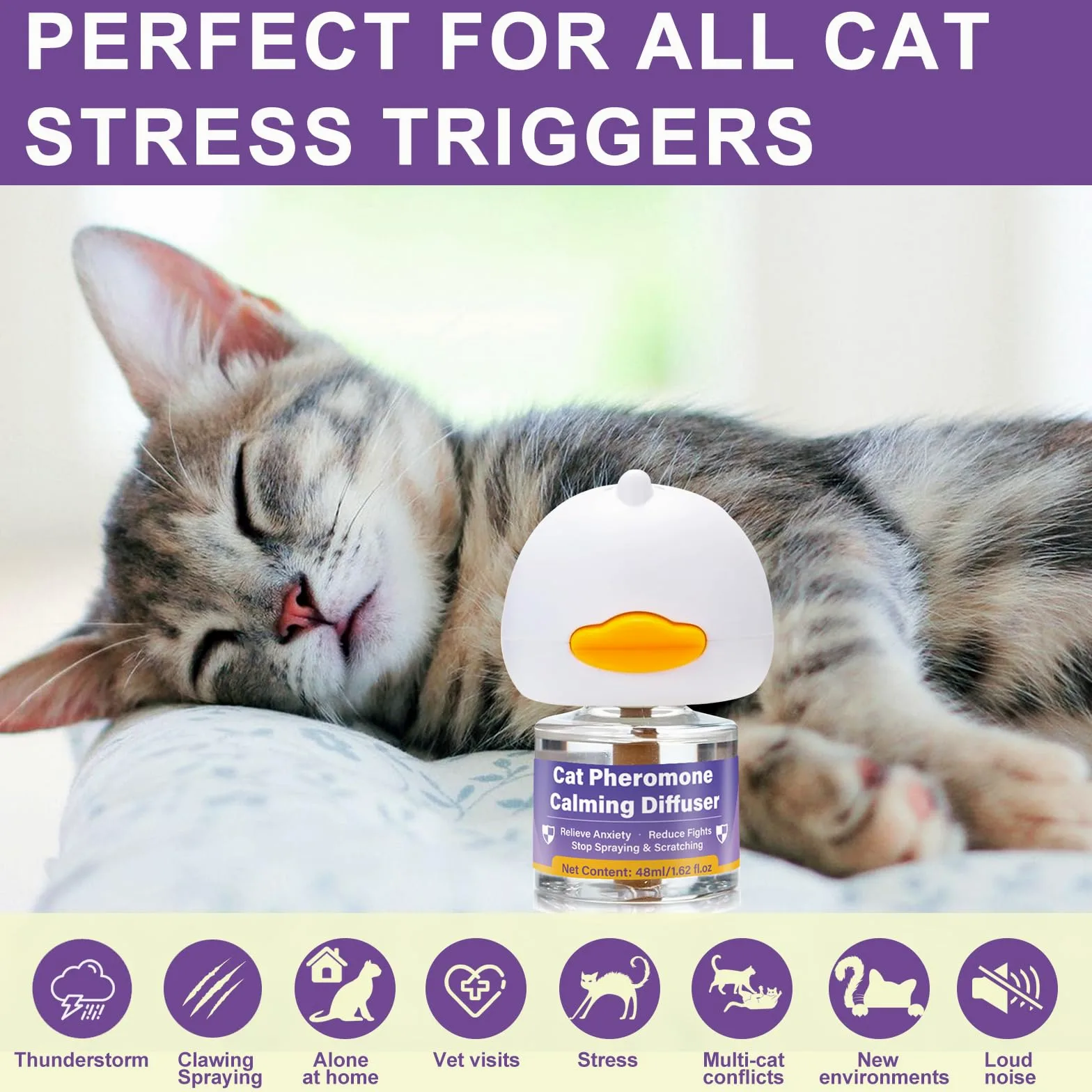 SLE Difusor de Feromonas Calmantes para Gatos Mejorado 4 Recambios Livia la Ansiedad y el Estrés, Multigato Natural Calmante para Gatitos para Hogar Estrés Dormir Peleara Arañazos Maullar