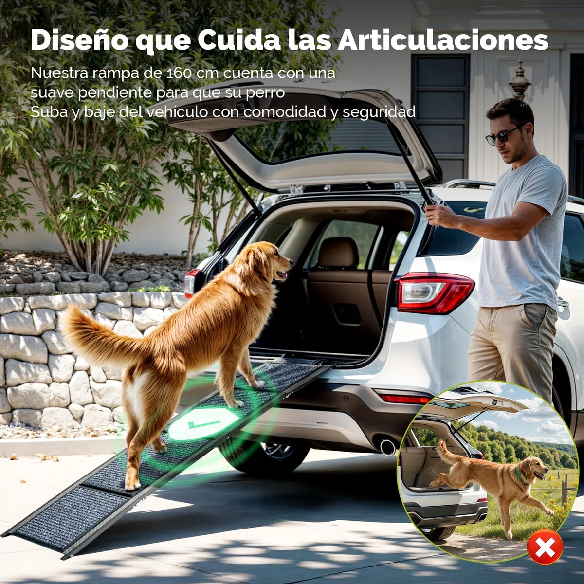 CO-Z Rampa para Perros para Coche, 160 cm Rampa Plegable para Mascotas de hasta 90 kg Superficie Antideslizante para Coche SUV Camioneta Cama Sofá